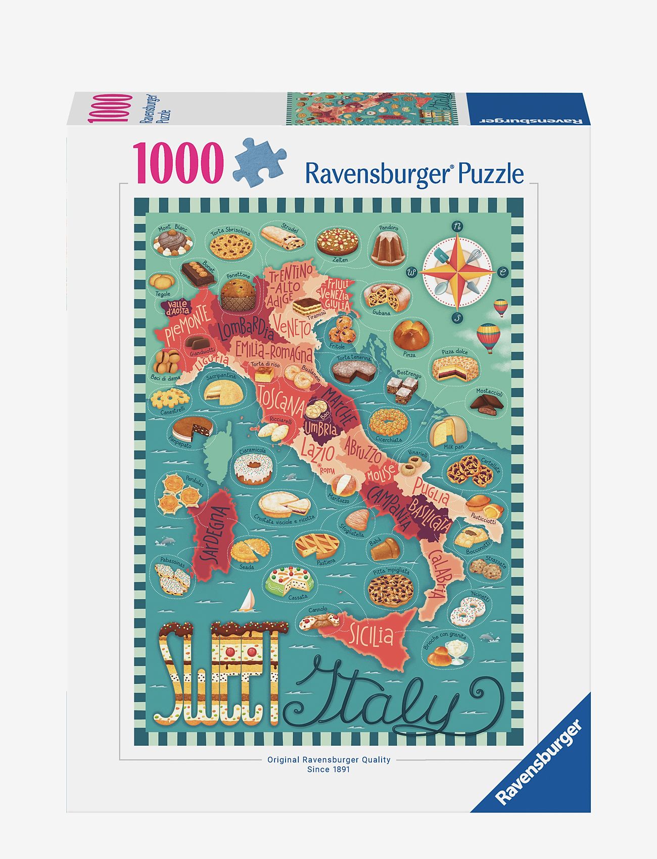 Ravensburger - Map of Italy - Sweet 1000p - klassiske puslespil - multi coloured - 0