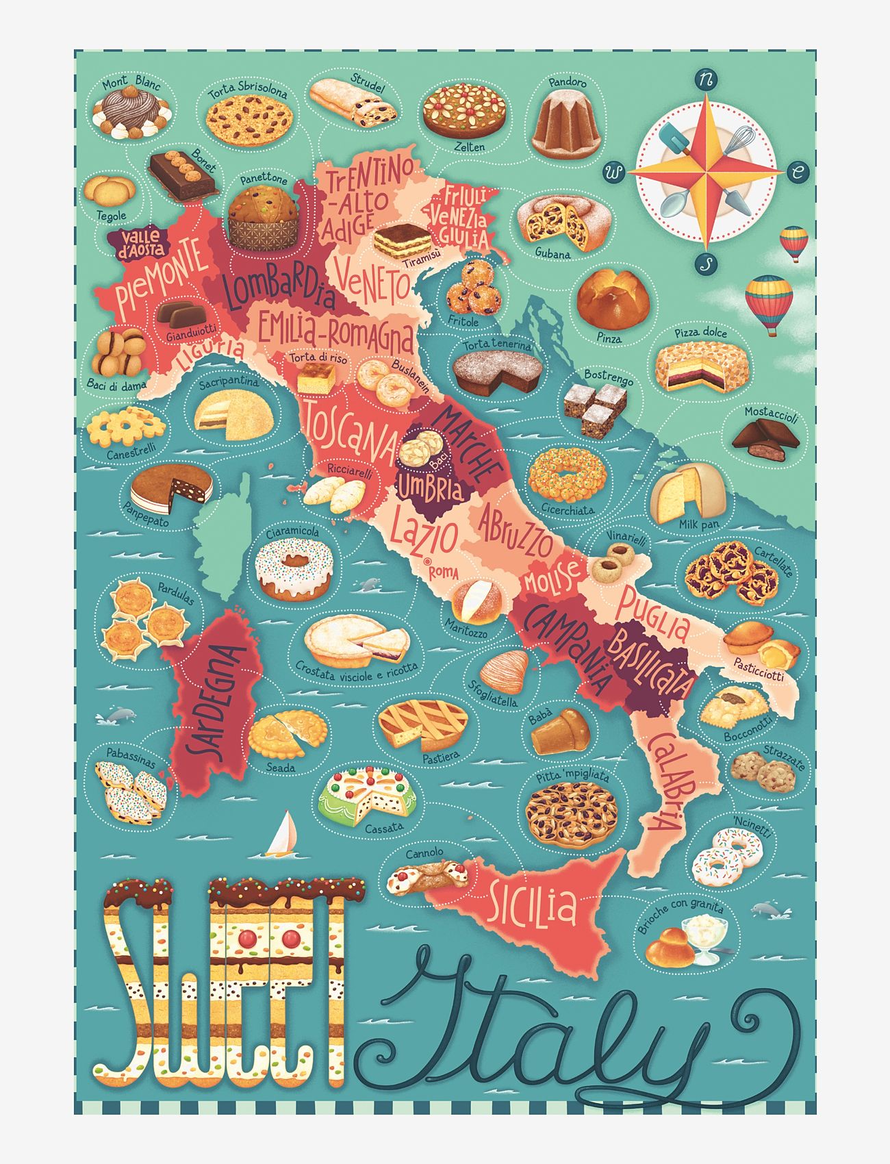 Ravensburger - Map of Italy - Sweet 1000p - klassiske puslespil - multi coloured - 2