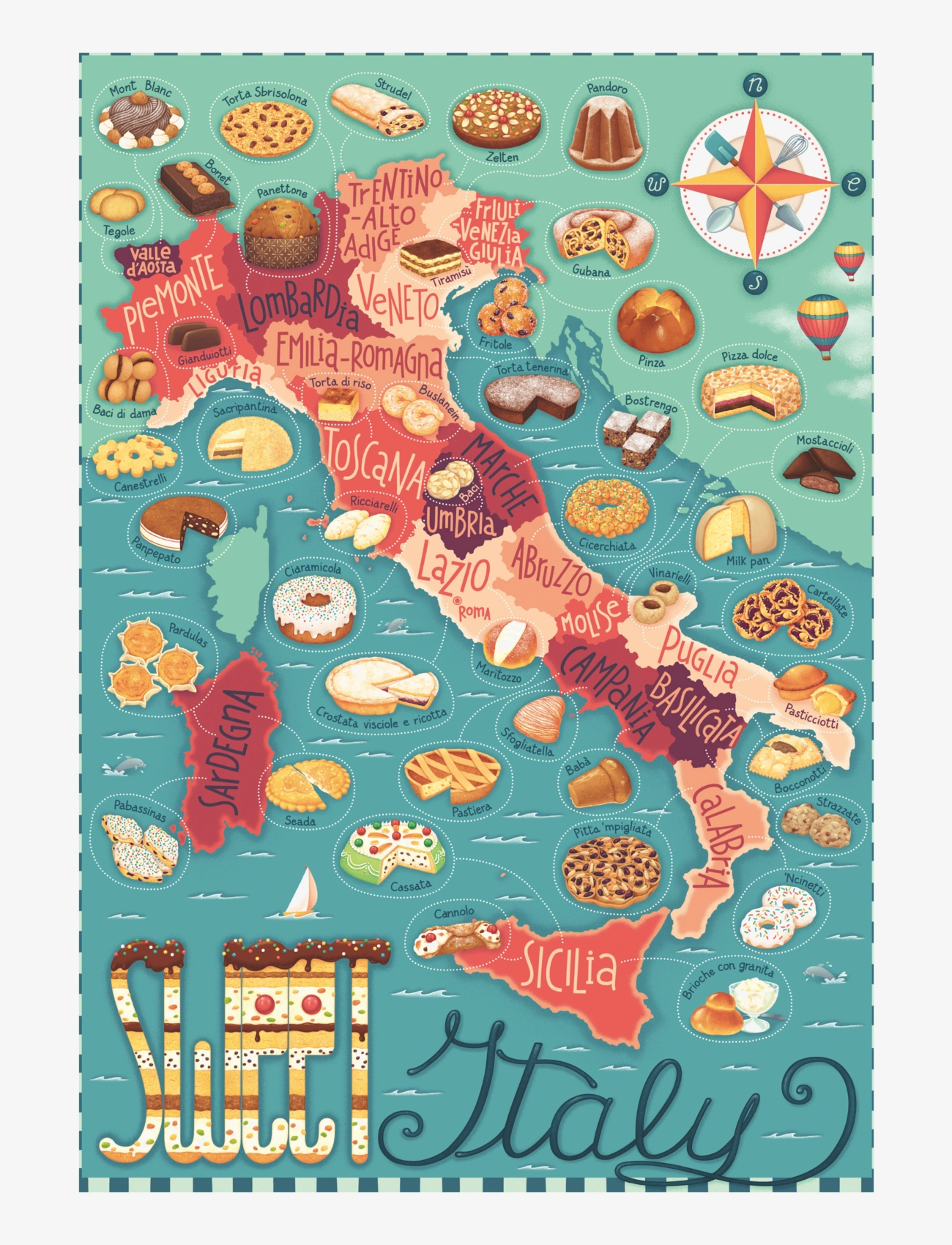 Ravensburger - Map of Italy - Sweet 1000p - puslespil - multi coloured - 2