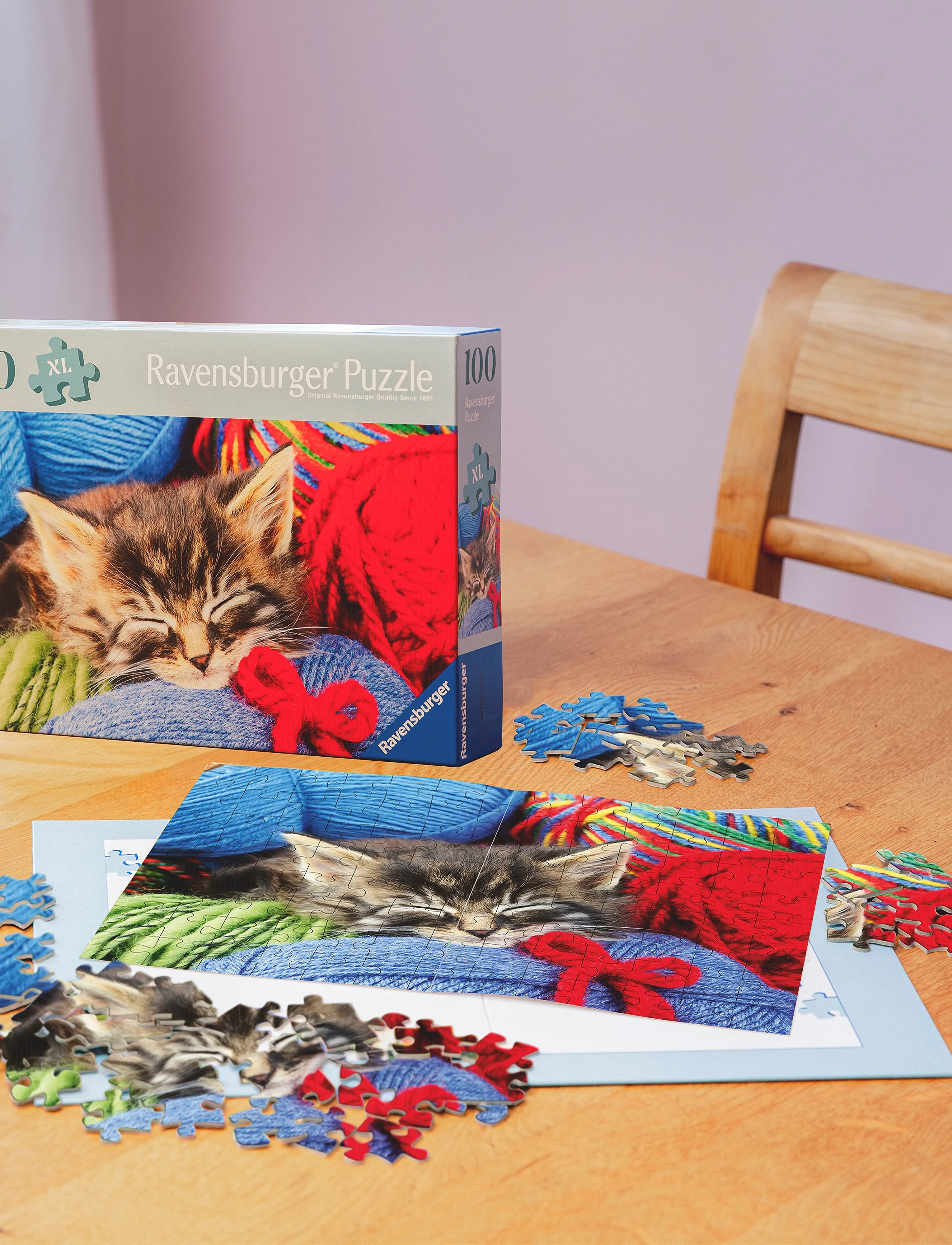 Ravensburger Wool Cat 100P Ad, Classic Puslespil, Multi/mønstret, Str: ONE SIZE