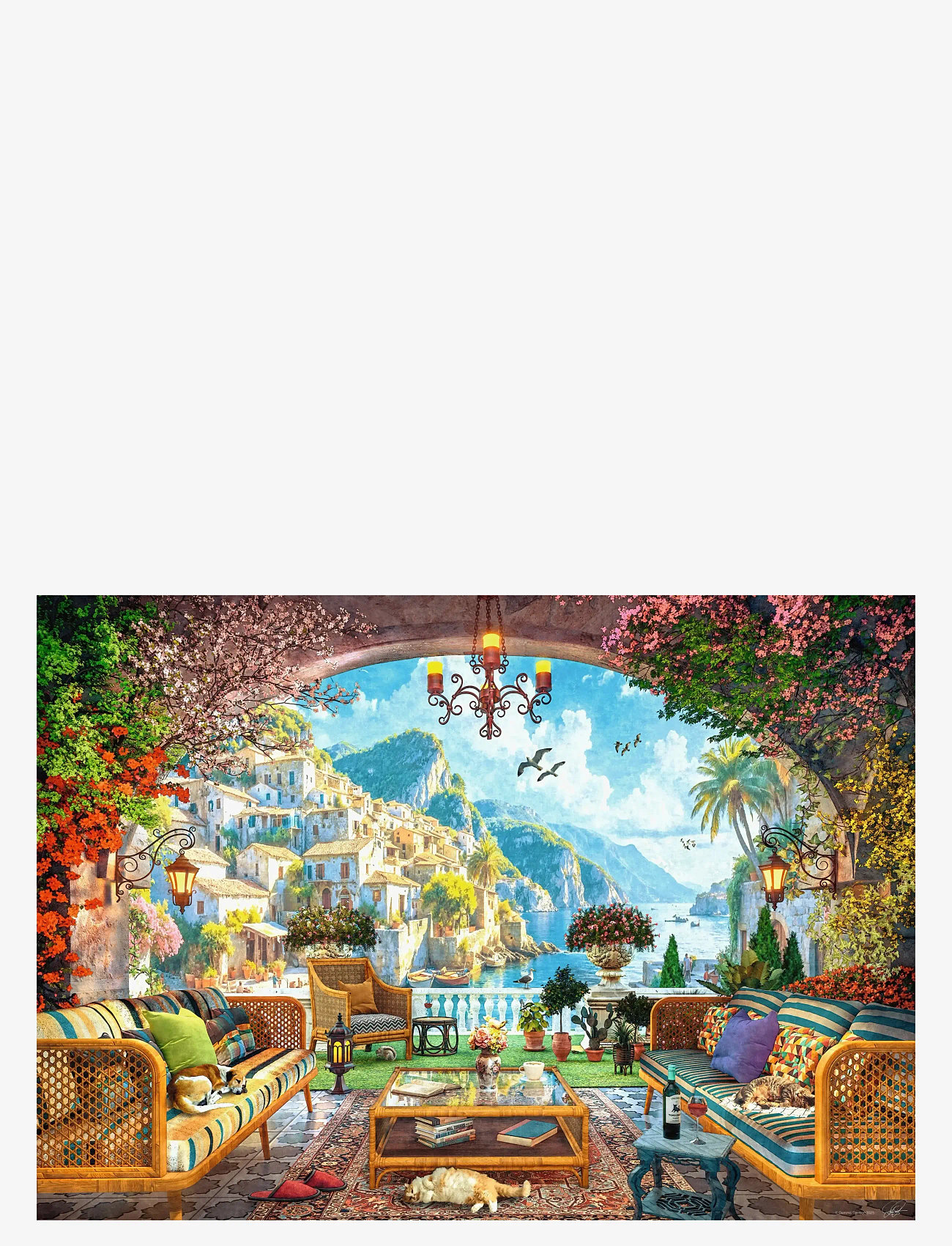 Ravensburger - Mediterranean Terrace View 1000p - klassiske puslespil - multi coloured - 1