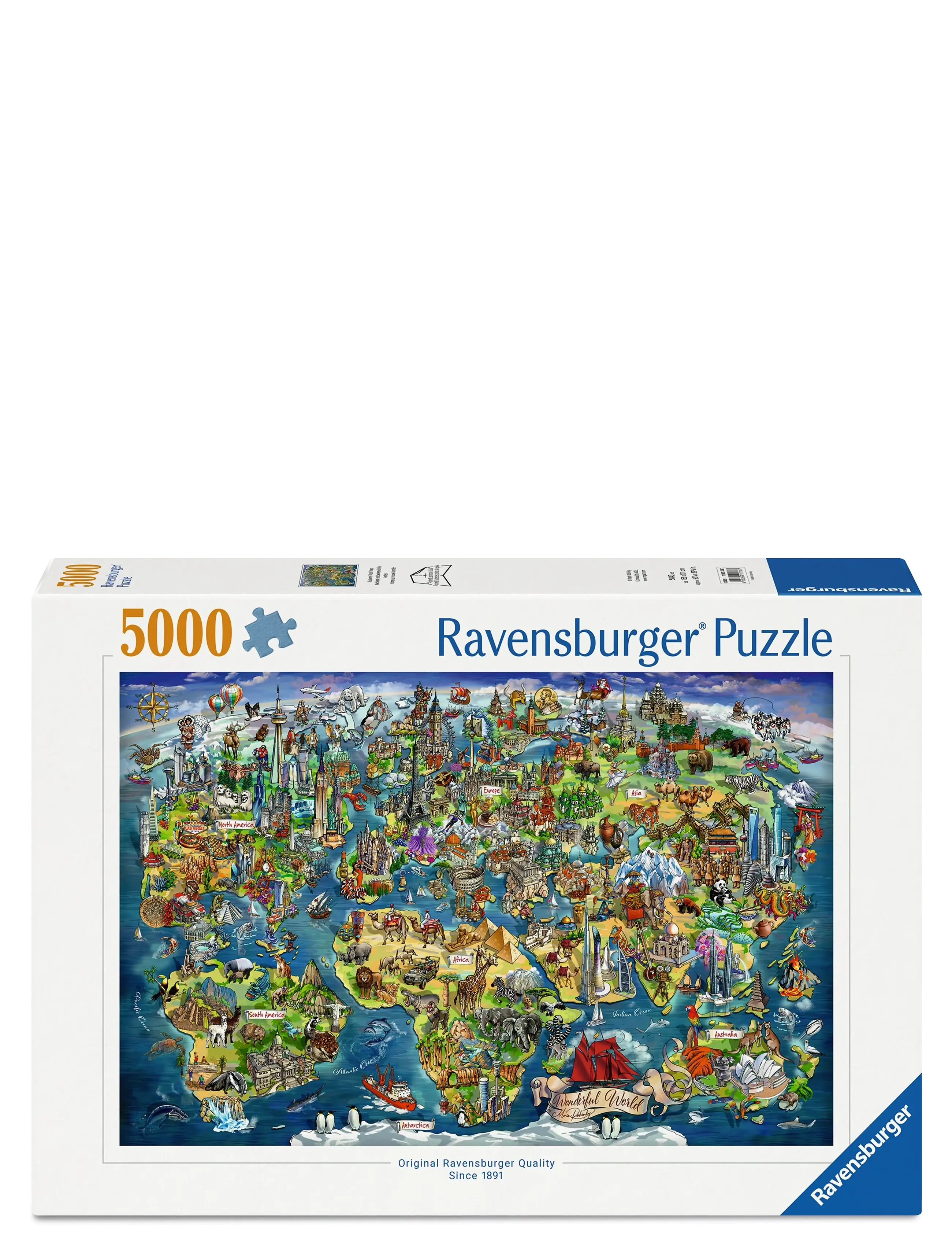 Ravensburger World Map 5000P, One Size, Multi/patterned, Puslespil > Klassiske Puslespil, Børn