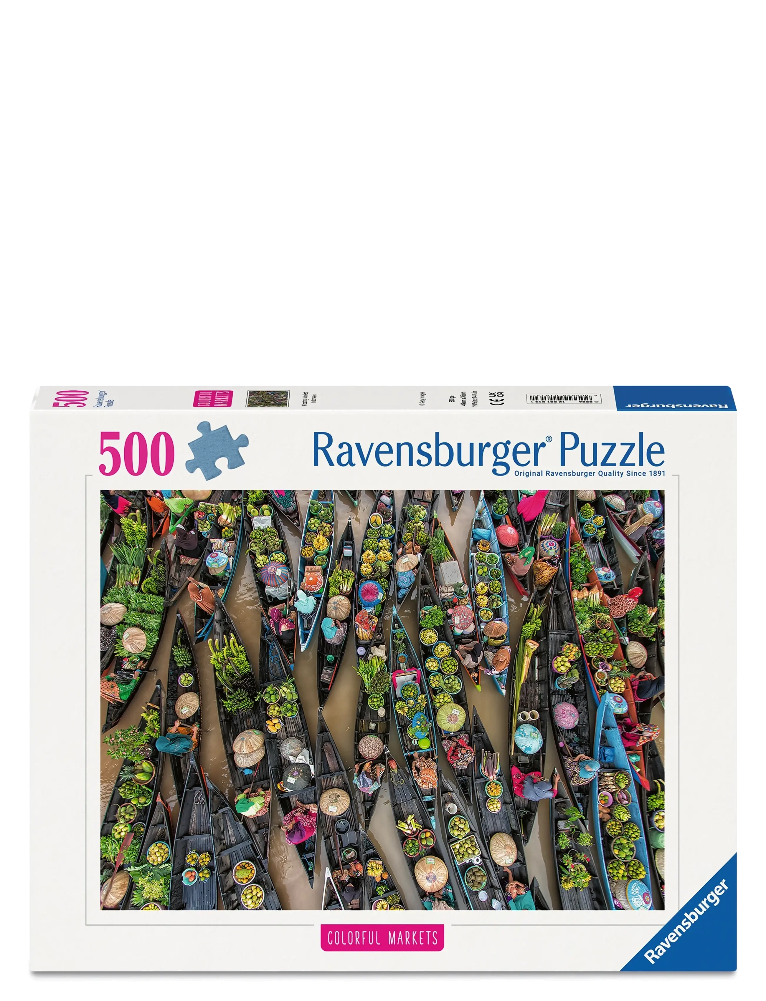 Ravensburger Floating Market, Indonesia 500P, Puslespil, Multi/mønstret, Str: ONE SIZE
