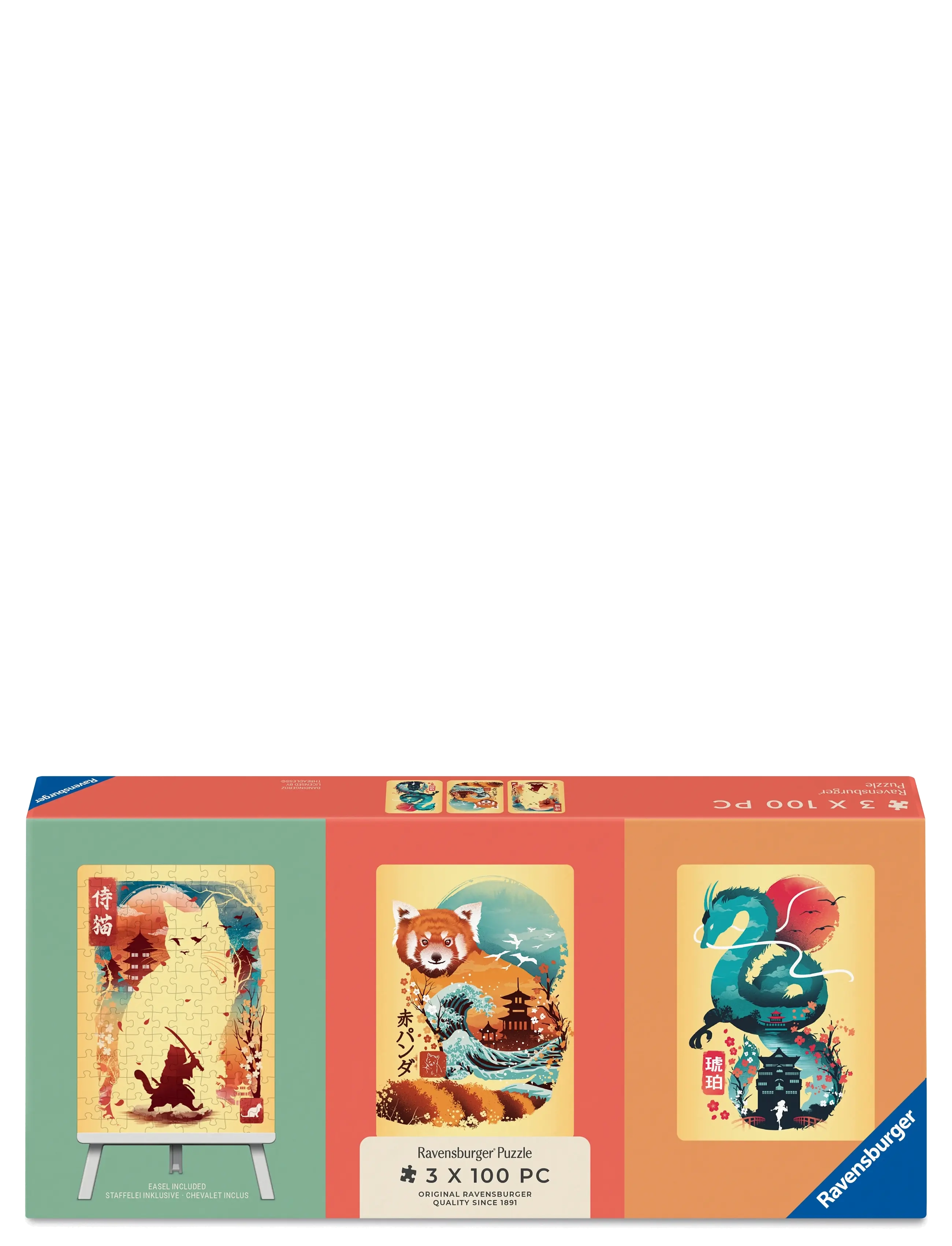 Ravensburger Ukiyo-E Cat Warrior, Red Panda & Drag 3x100p - Legetøj - MULTI COLOURED / multi