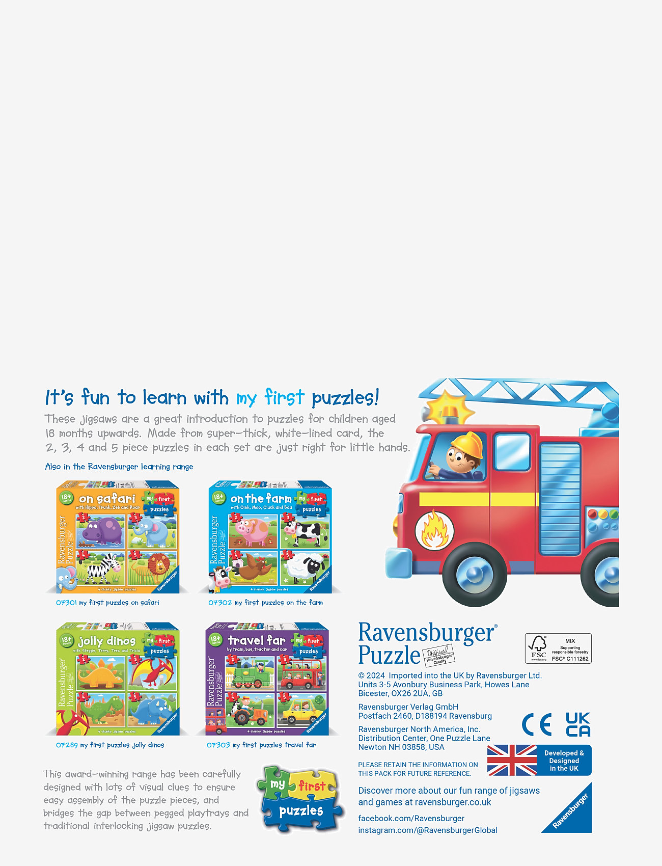 Ravensburger - Rescue vehicles 2/3/4/5p - classic puzzles - multi coloured - 5