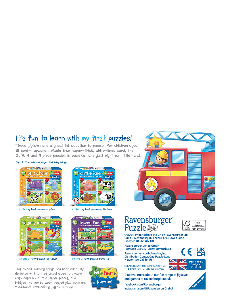 Ravensburger - Rescue vehicles 2/3/4/5p - klassísk púsl - multi coloured - 5