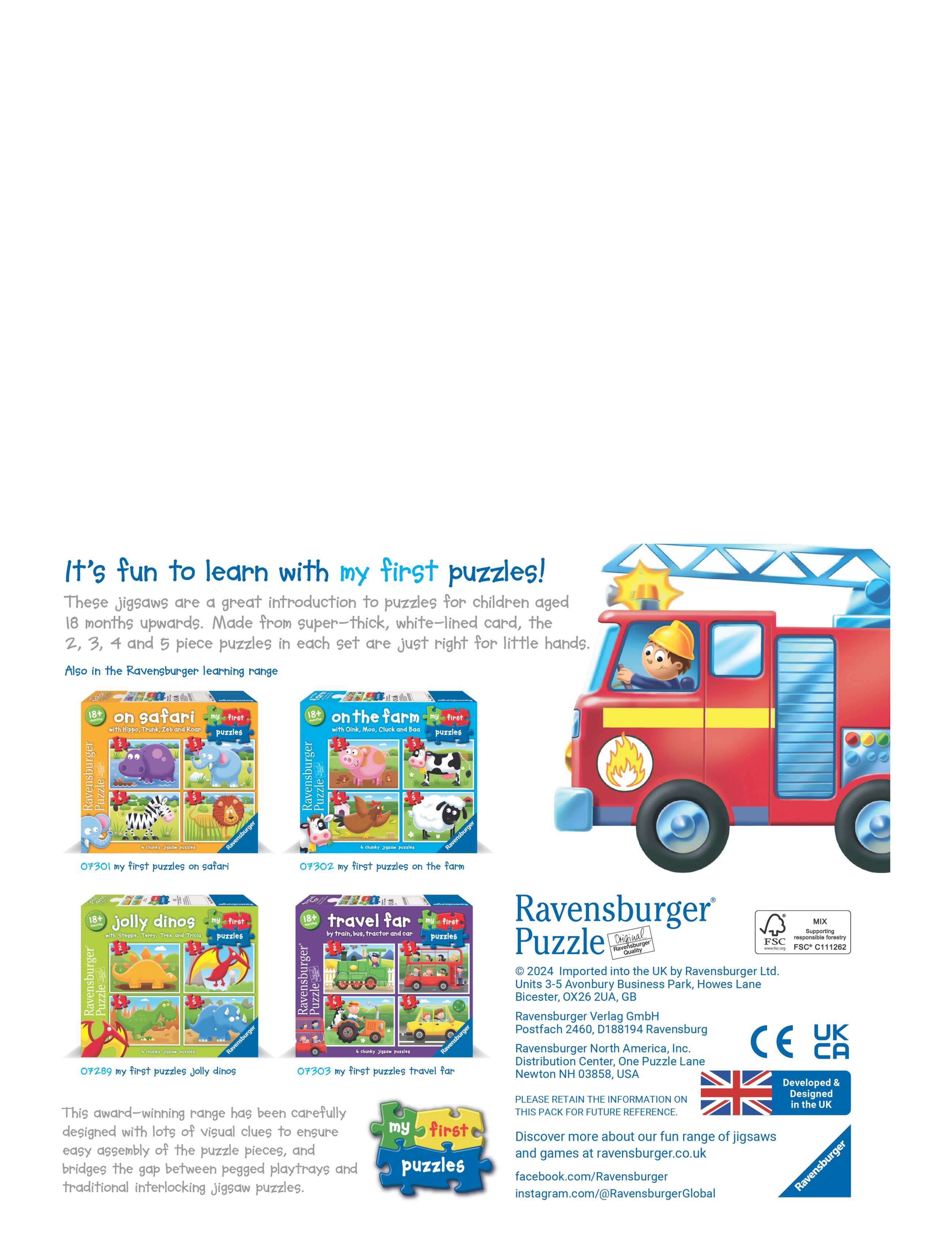 Ravensburger - Rescue vehicles 2/3/4/5p - klassiske puslespil - multi coloured - 5