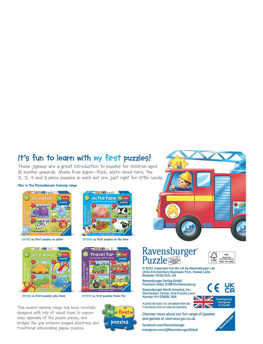 Ravensburger - Rescue vehicles 2/3/4/5p - classic puzzles - multi coloured - 5
