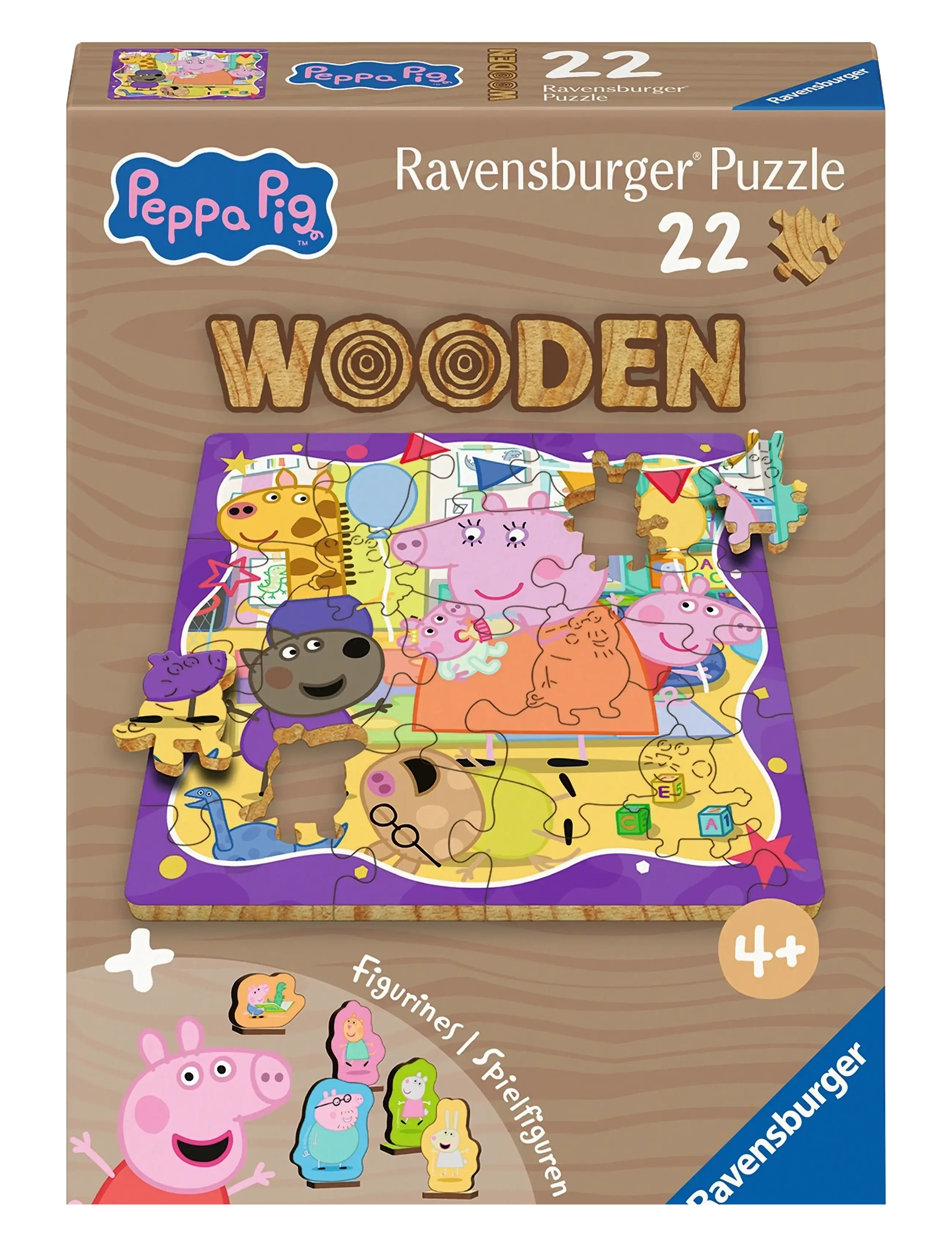 Ravensburger Wooden Peppa Pig 22P, Wooden Puslespil, Lila, Str: ONE SIZE