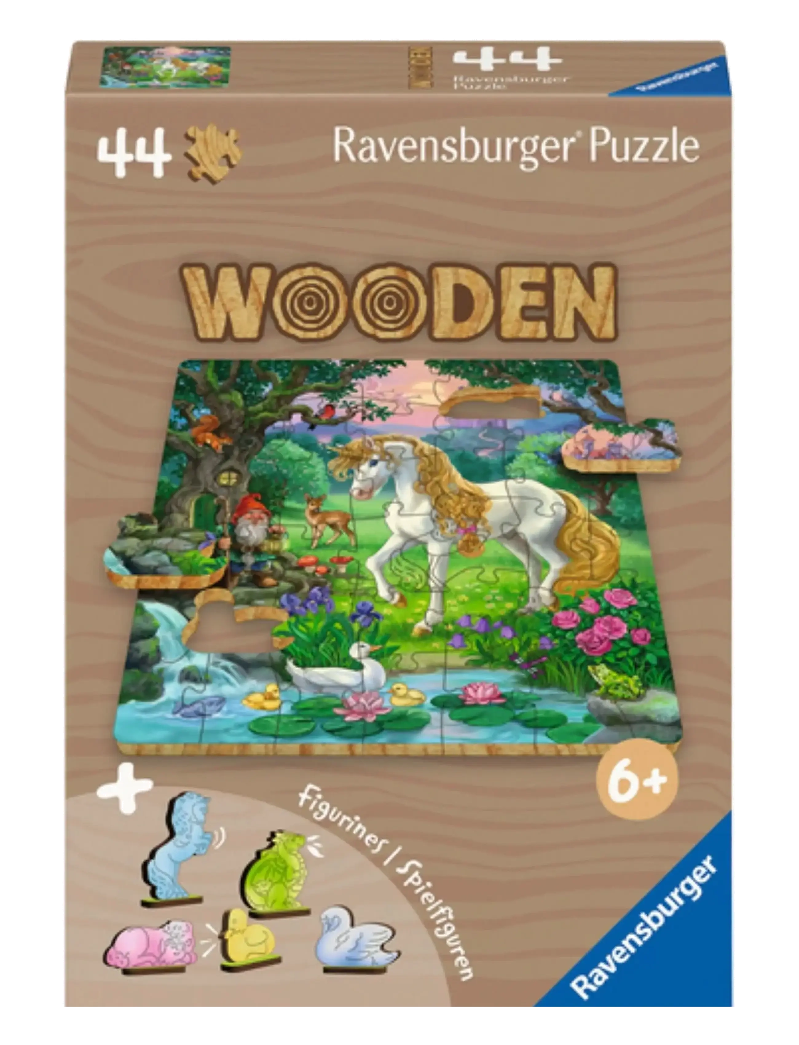 Ravensburger Wooden Unicorn 44P, Wooden Puslespil, Multi/mønstret, Str: ONE SIZE