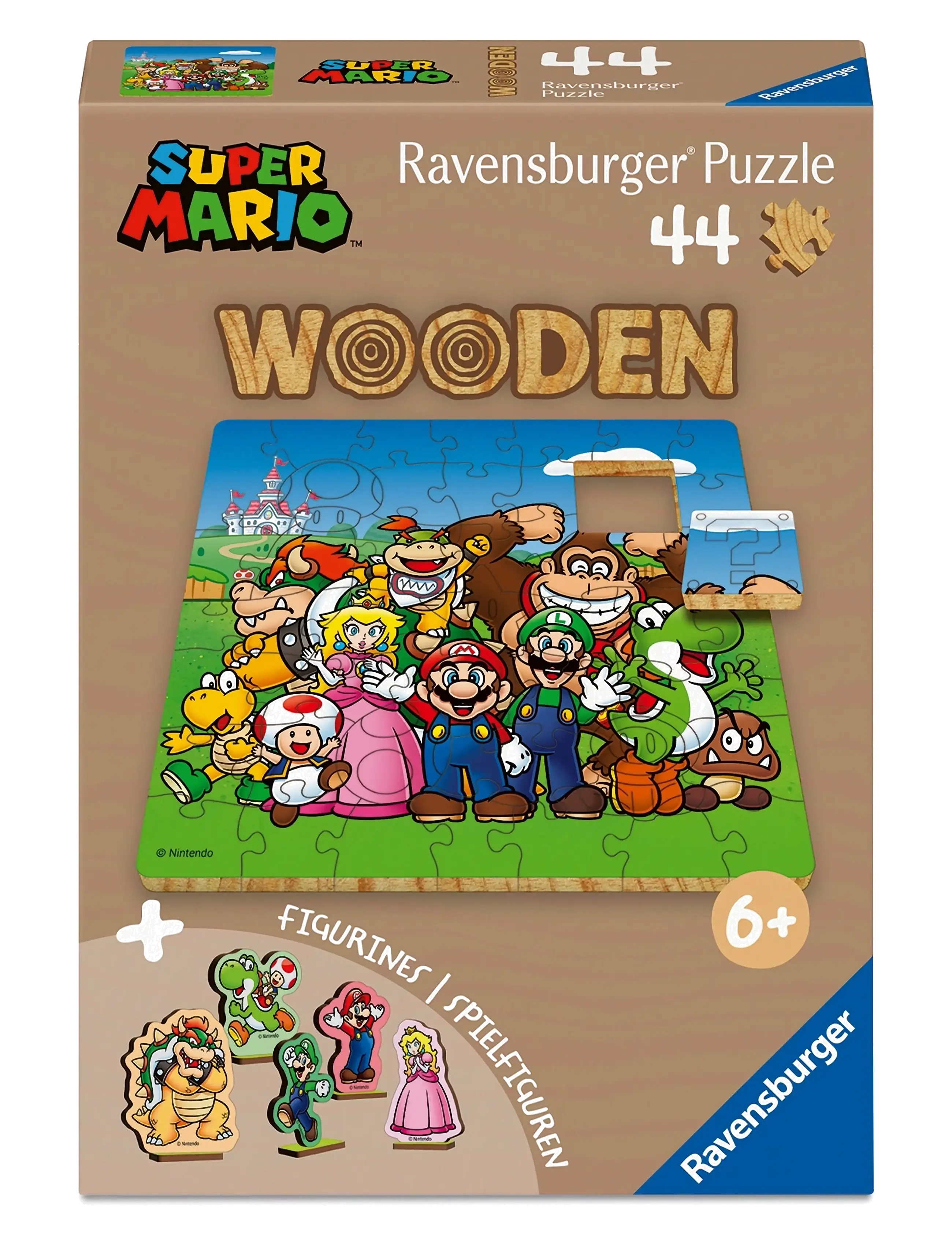 Ravensburger Wooden Super Mario 44P, Wooden Puslespil, Multi/mønstret, Str: ONE SIZE
