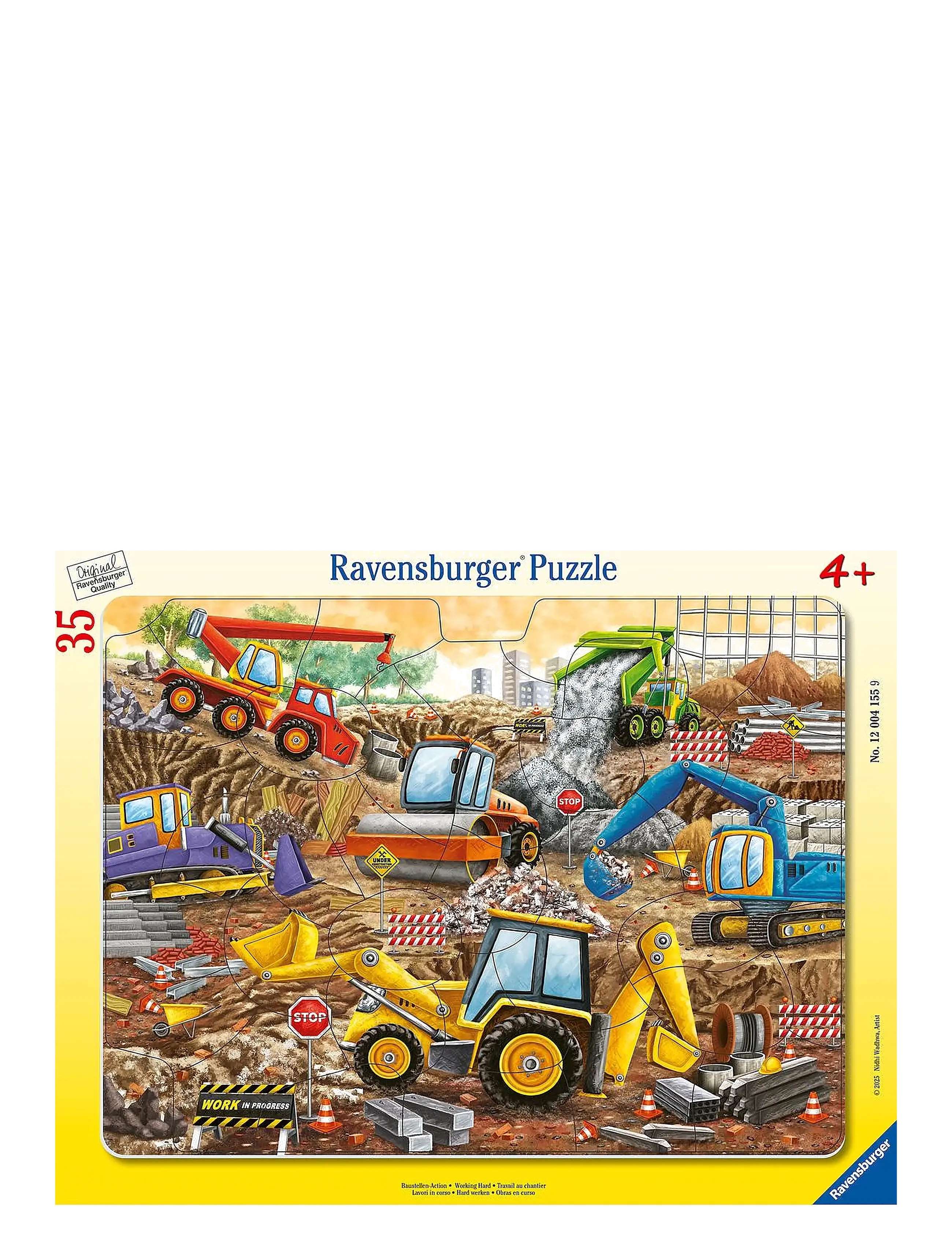 Ravensburger Working Hard 35P Frame Puzzle, One Size, Multi/patterned, Puslespil > Klassiske Puslespil, Børn
