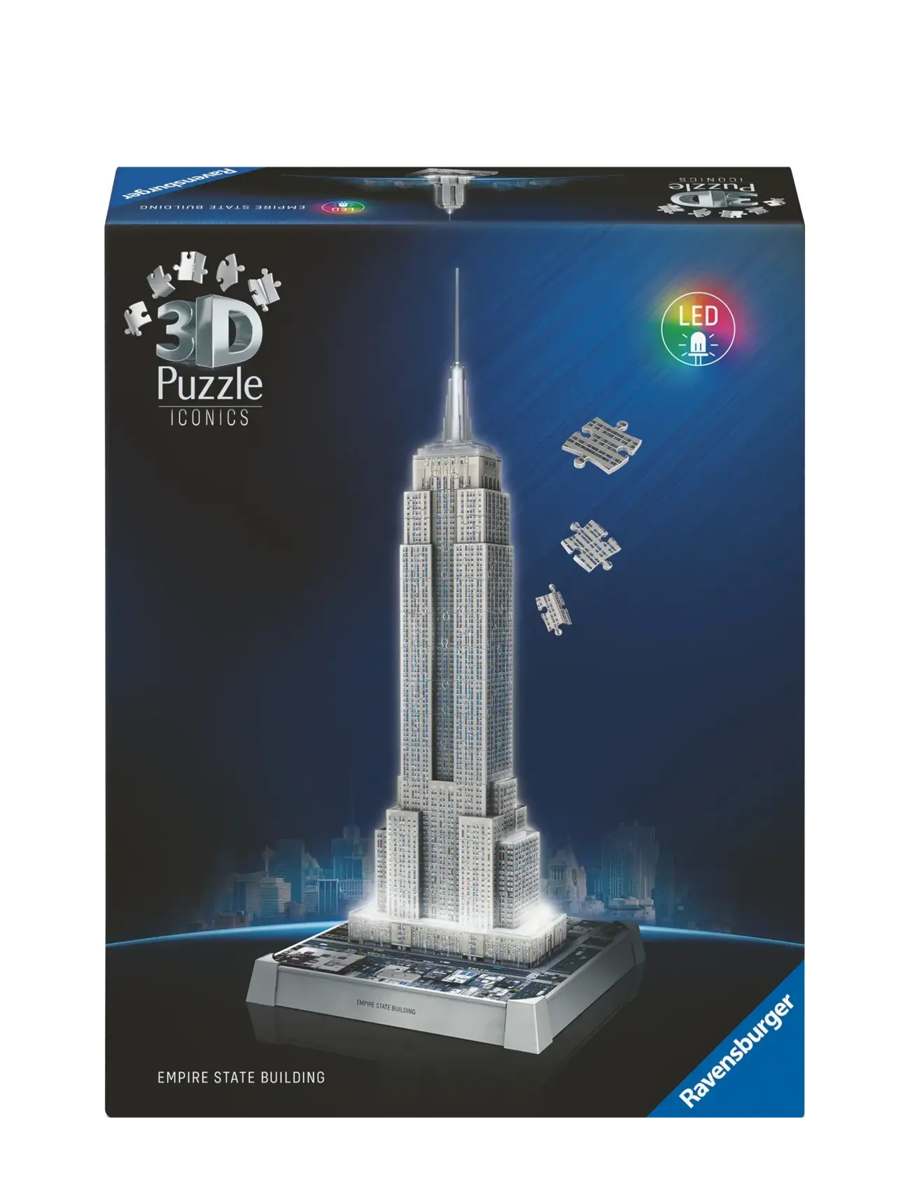 Ravensburger Iconics Empire State Building Light 216P, 3d Puslespil, Blå, Str: ONE SIZE