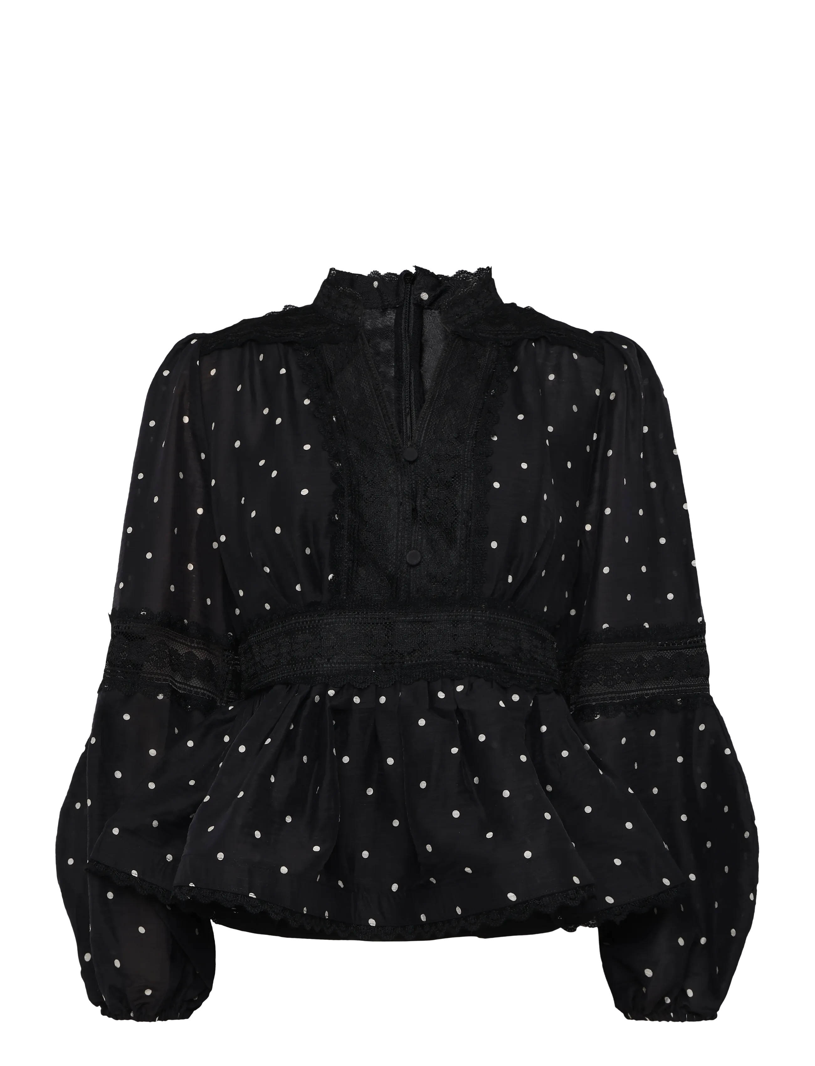 Ravn Ravn Aliah Dot Blouse - Blusen & Hemden - BLACK IVORY DOTS / black