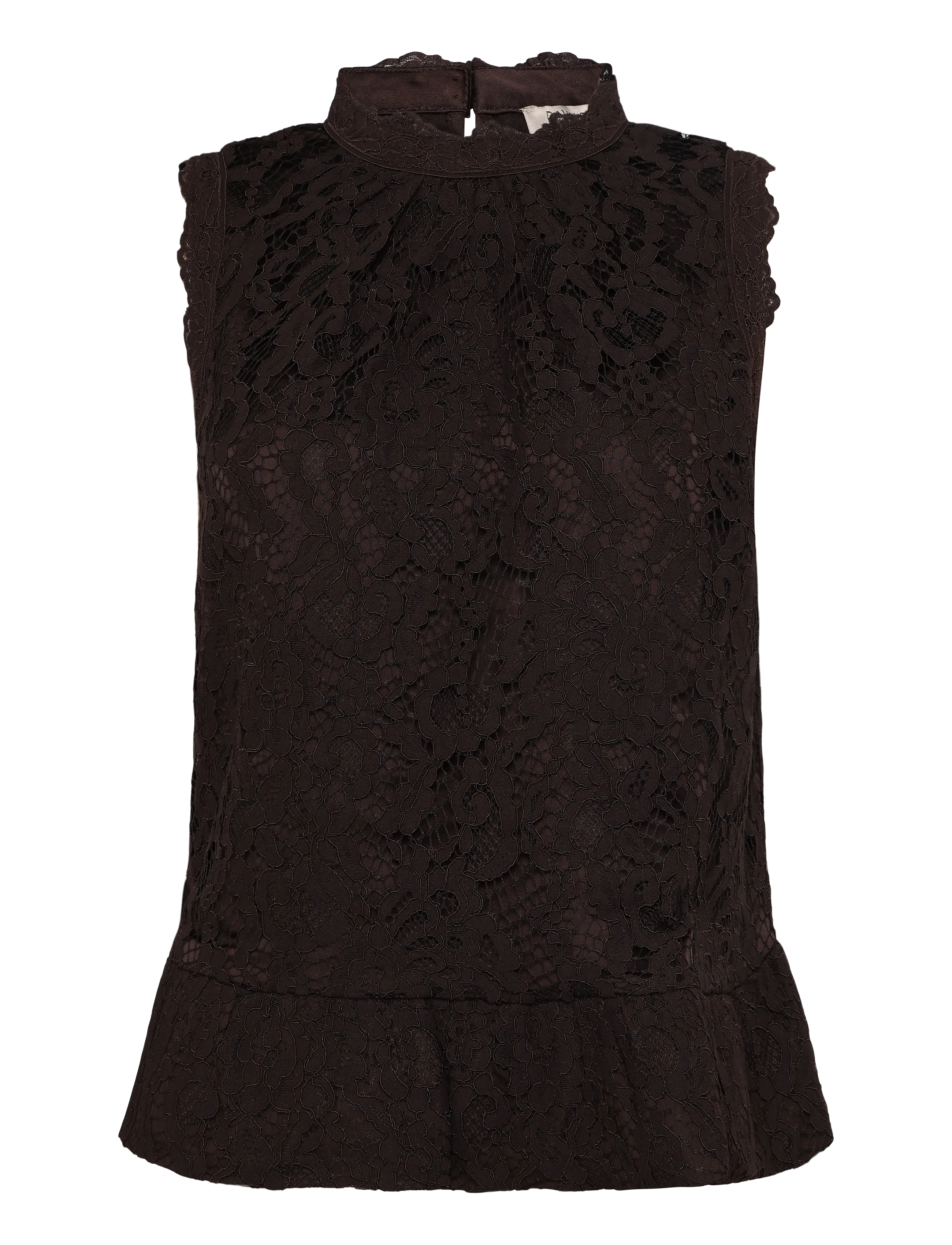 Ravn Ravn Beatrice lace top - Ärmellose Blusen - CHOCOLATE TORTE / brown