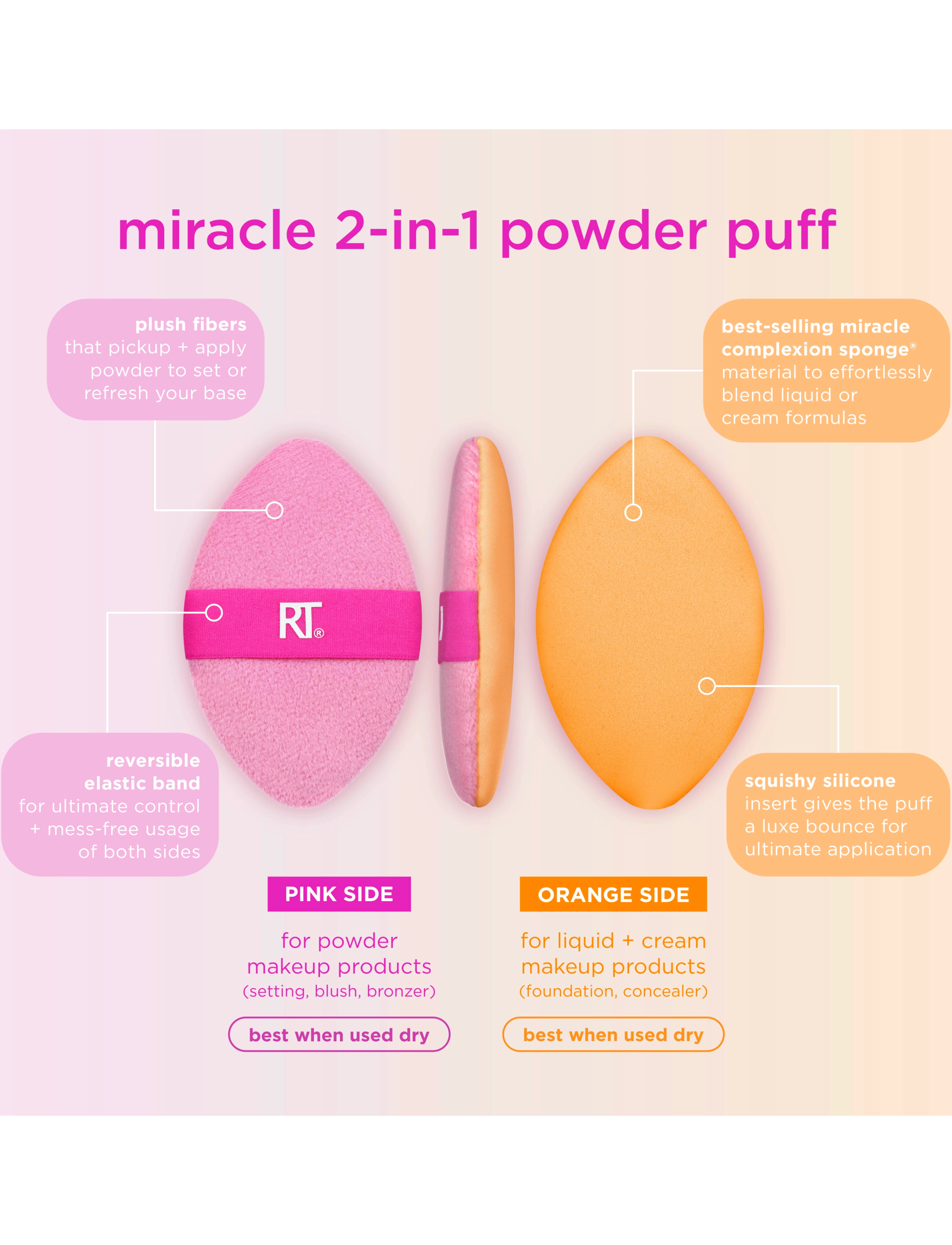Real Techniques - Real Techniques 2 in 1 Miracle Powder Puff - makeup - no color - 2