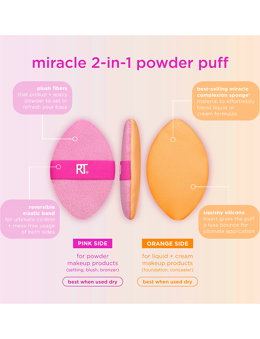 Real Techniques - Real Techniques 2 in 1 Miracle Powder Puff - makeup - no color - 2