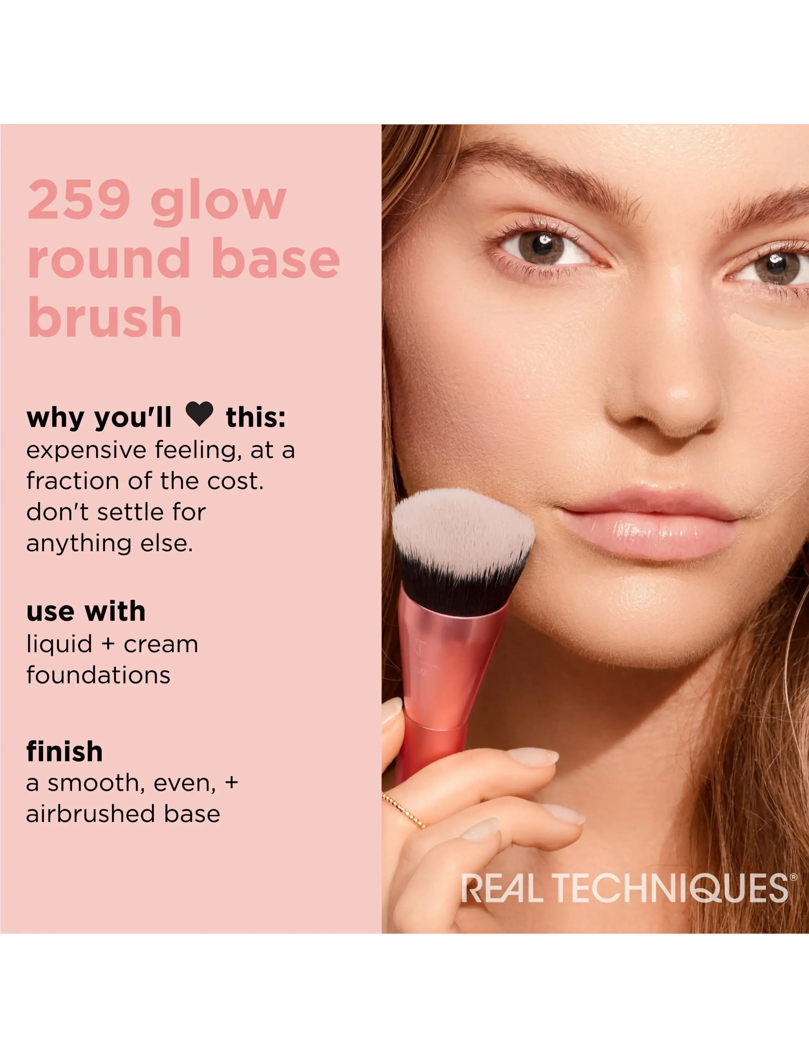 Real Techniques - Glow Round Base Brush - makeup - no color - 2