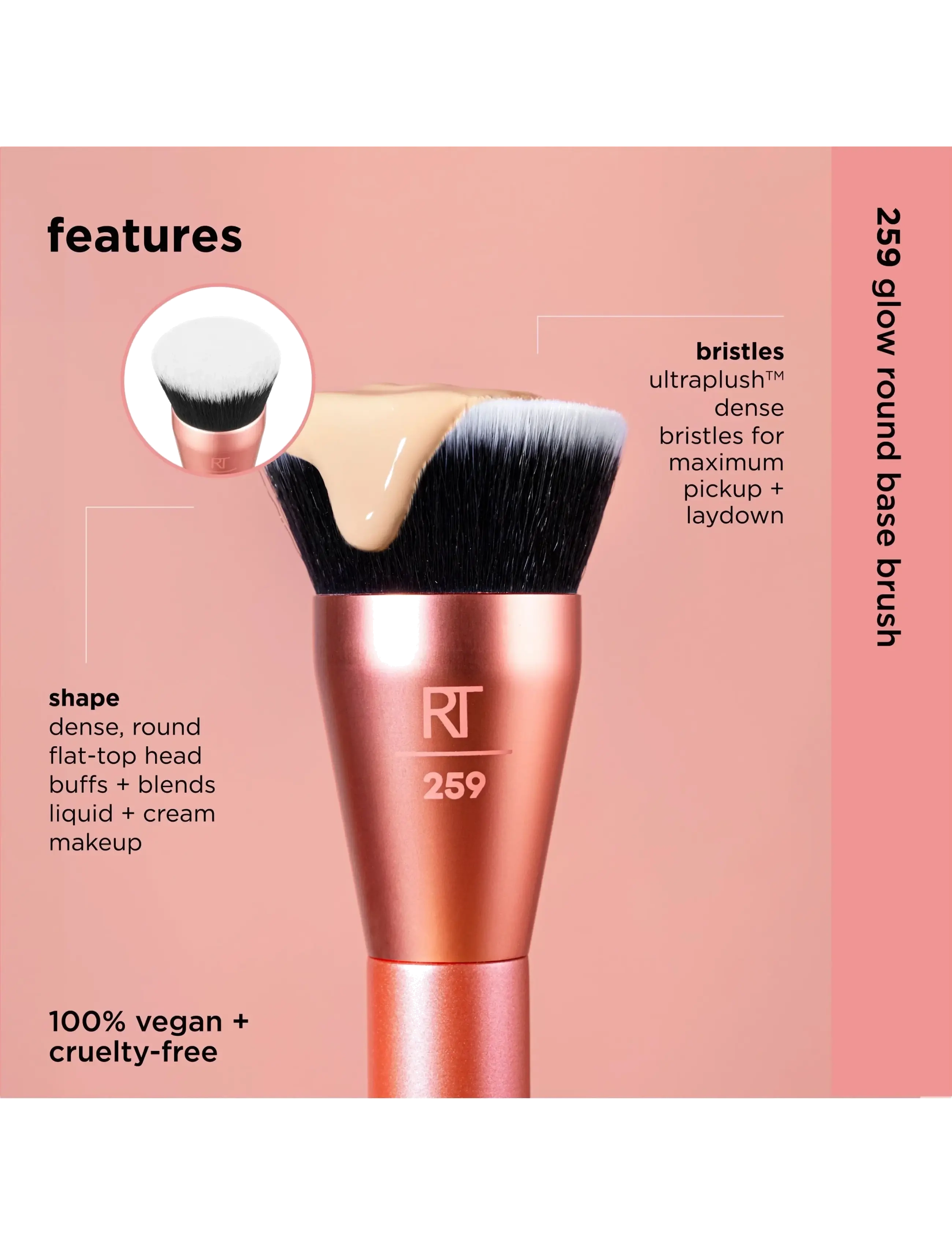 Real Techniques - Glow Round Base Brush - makeup - no color - 4