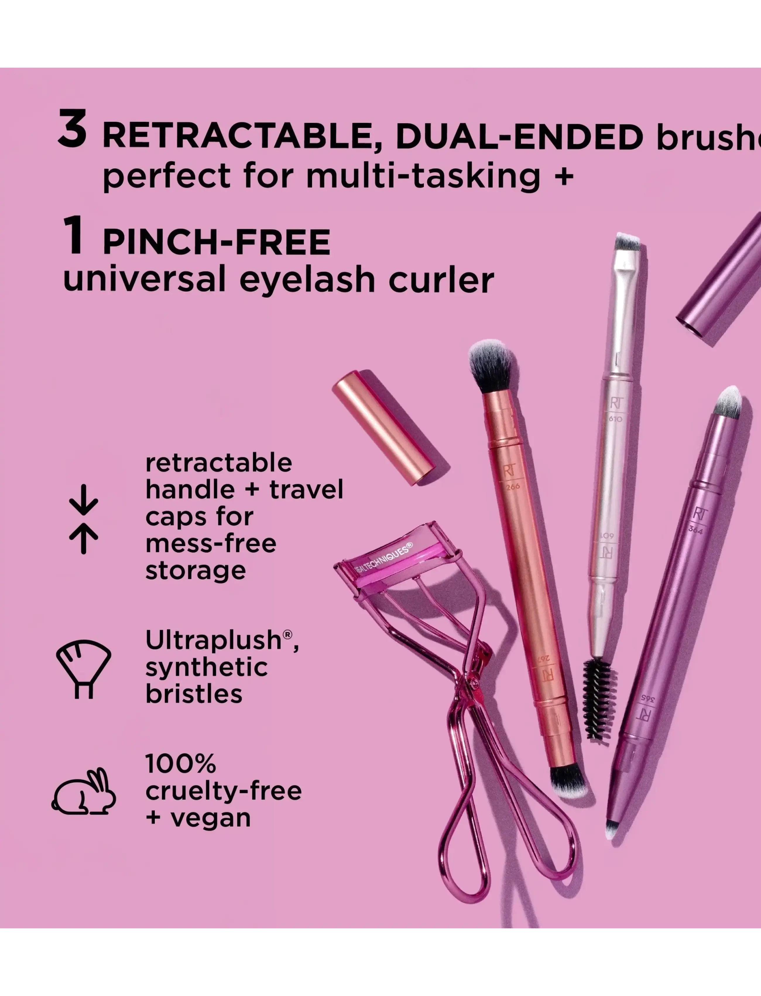 Real Techniques - Real Technique Double Time Retractable Brush Set - giftset - no color - 1