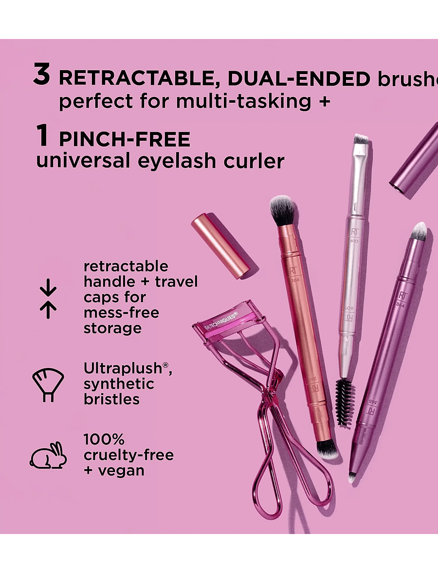 Real Techniques - Real Technique Double Time Retractable Brush Set - giftset - no color - 1