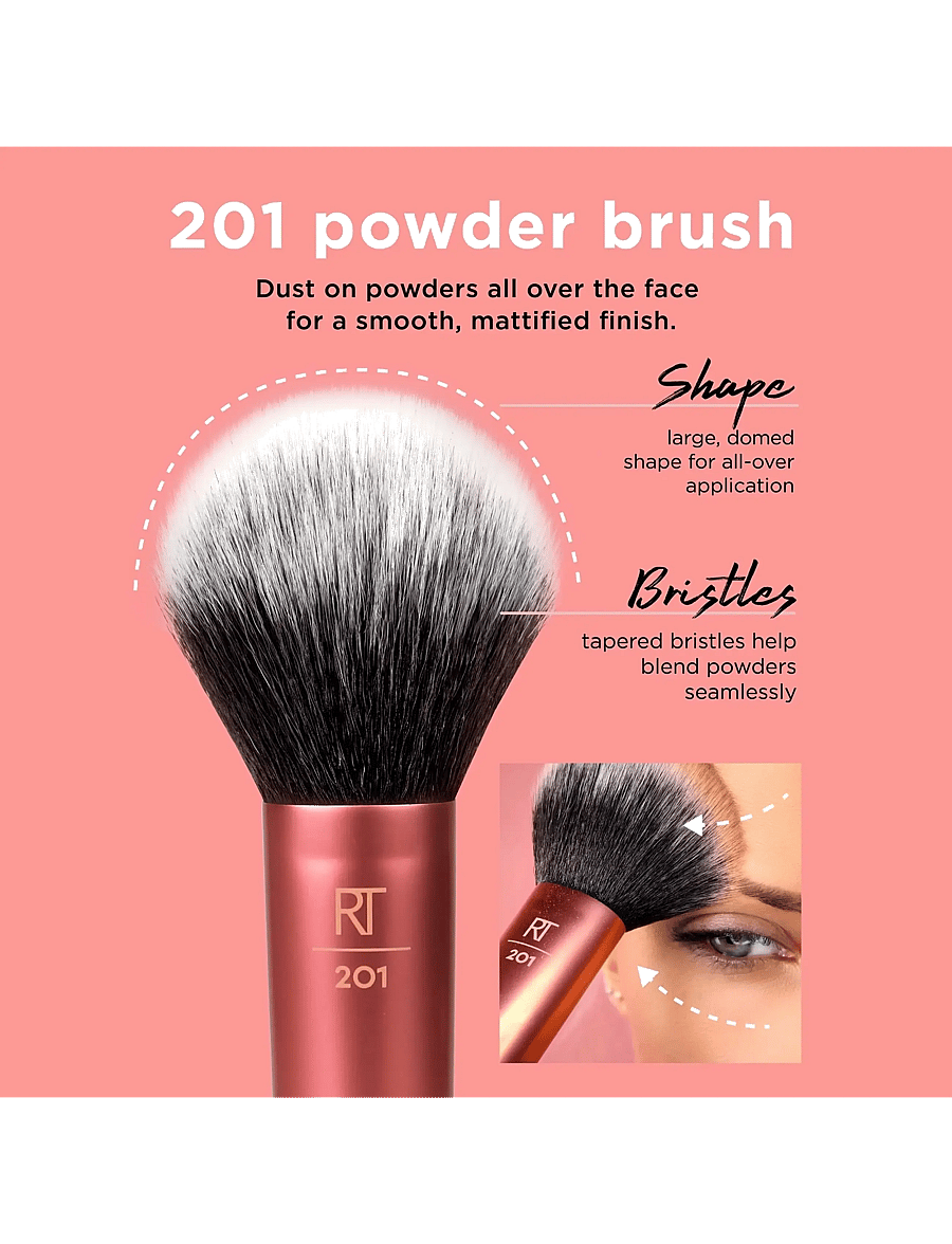 Real Techniques - Real Techniques Powder Brush Multilingual - makeup - pink - 1