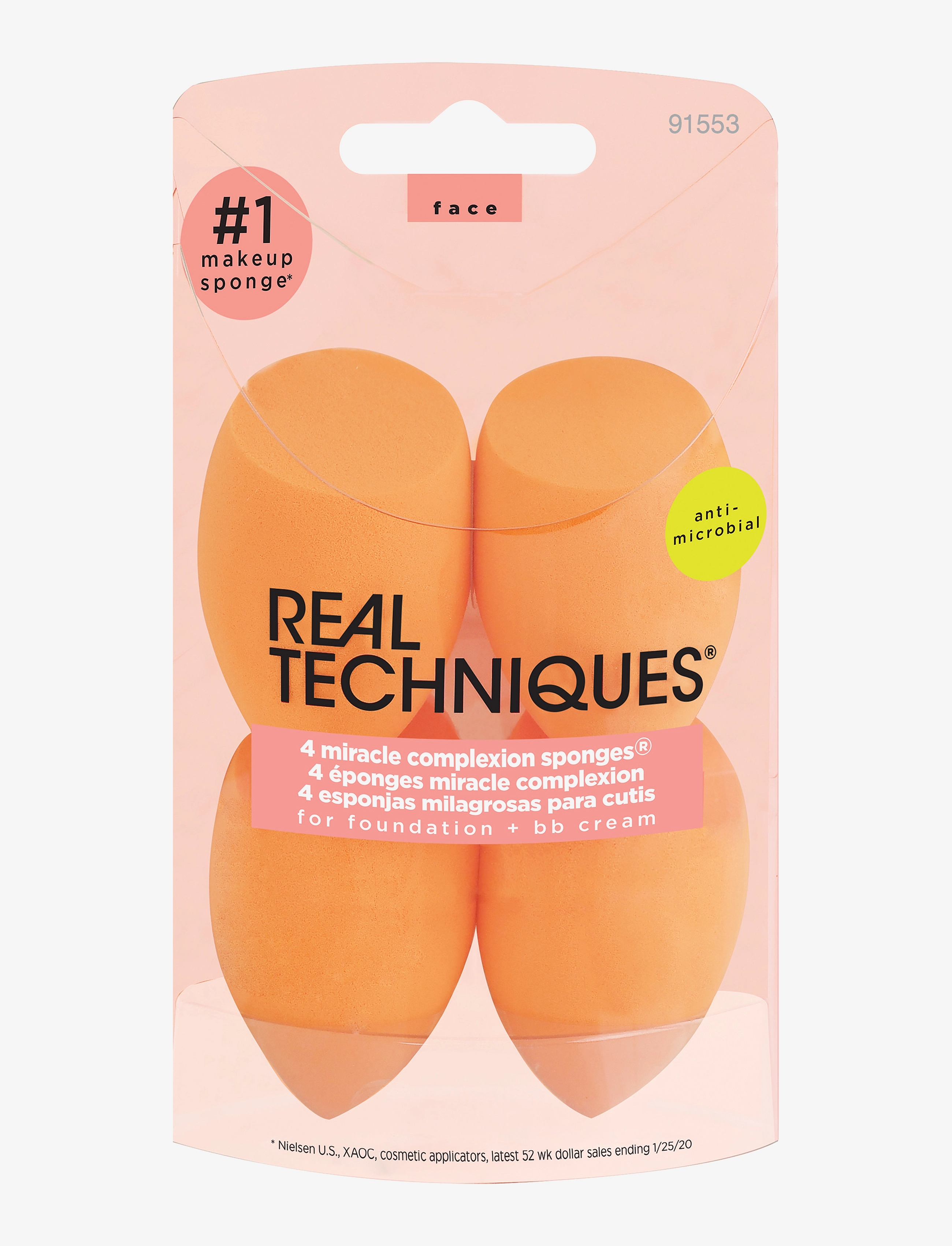 Real Techniques Real Techniques 4 Miracle Complexion Sponges, One Size, Orange, Makeup-Redskaber > Svampe Og Applikatorer, Dame