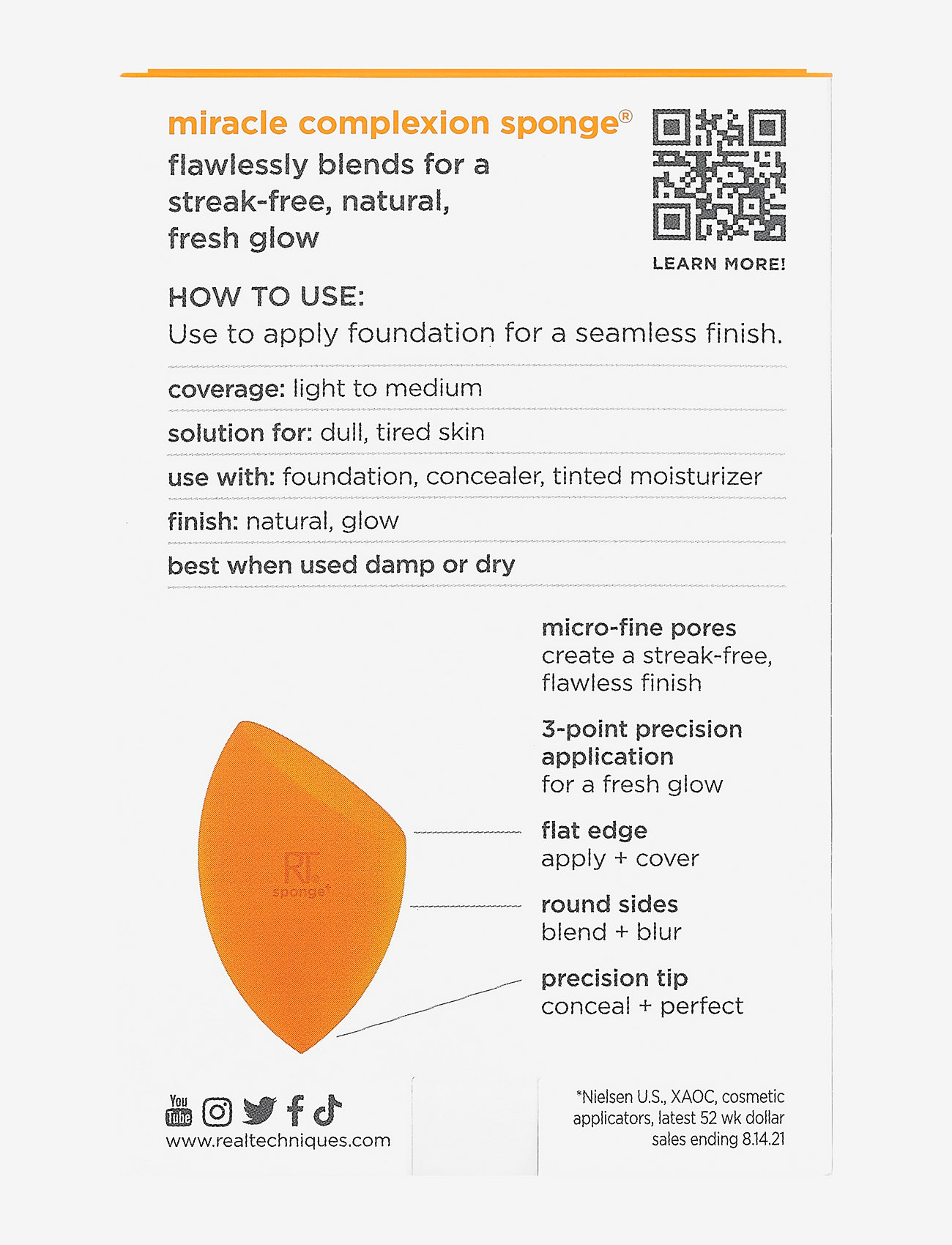 Real Techniques - Real Techniques Miracle Complexion Sponge - laveste priser - orange - 3