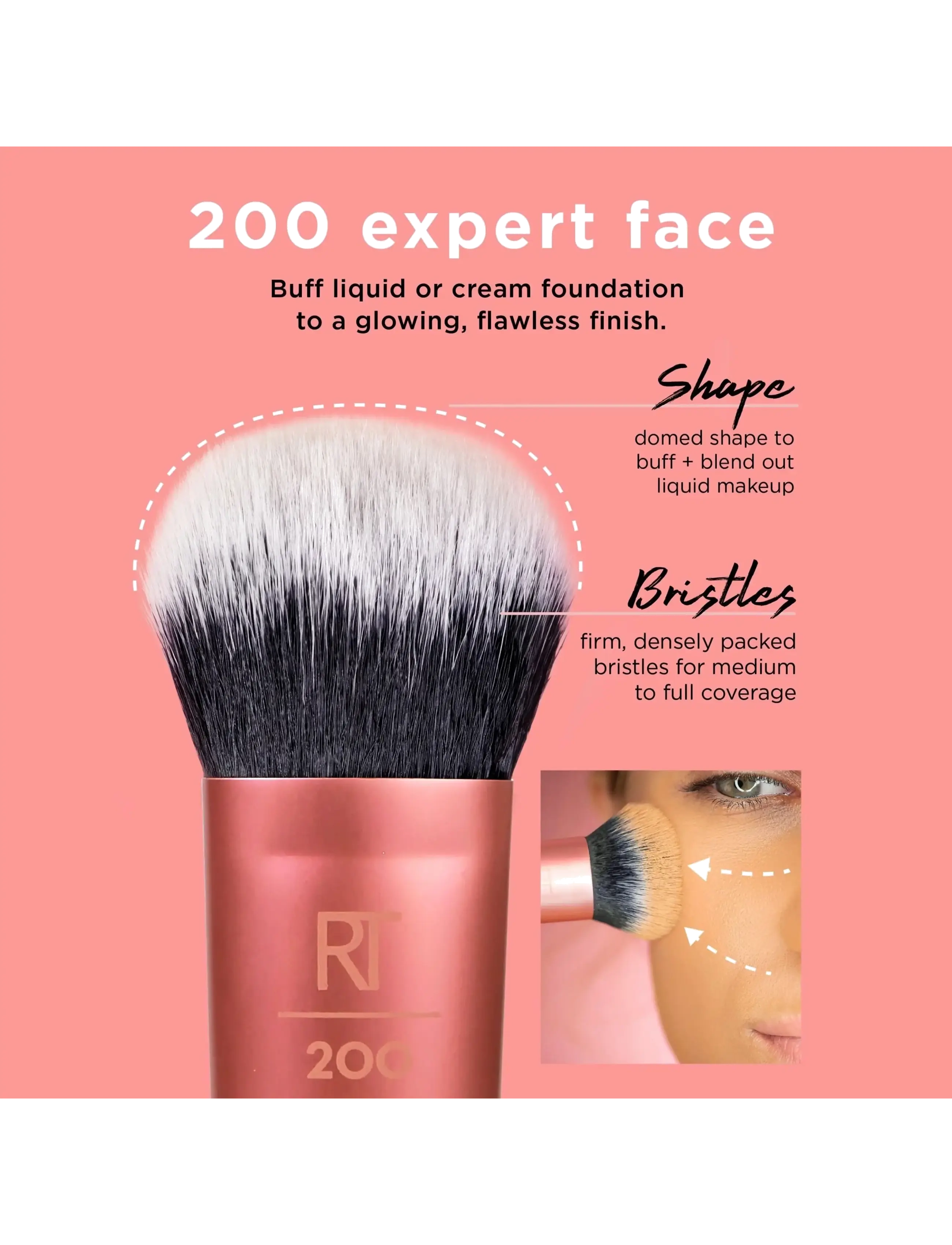 Real Techniques - Real Techniques Mini Expert Face Brush - makeup - orange - 2