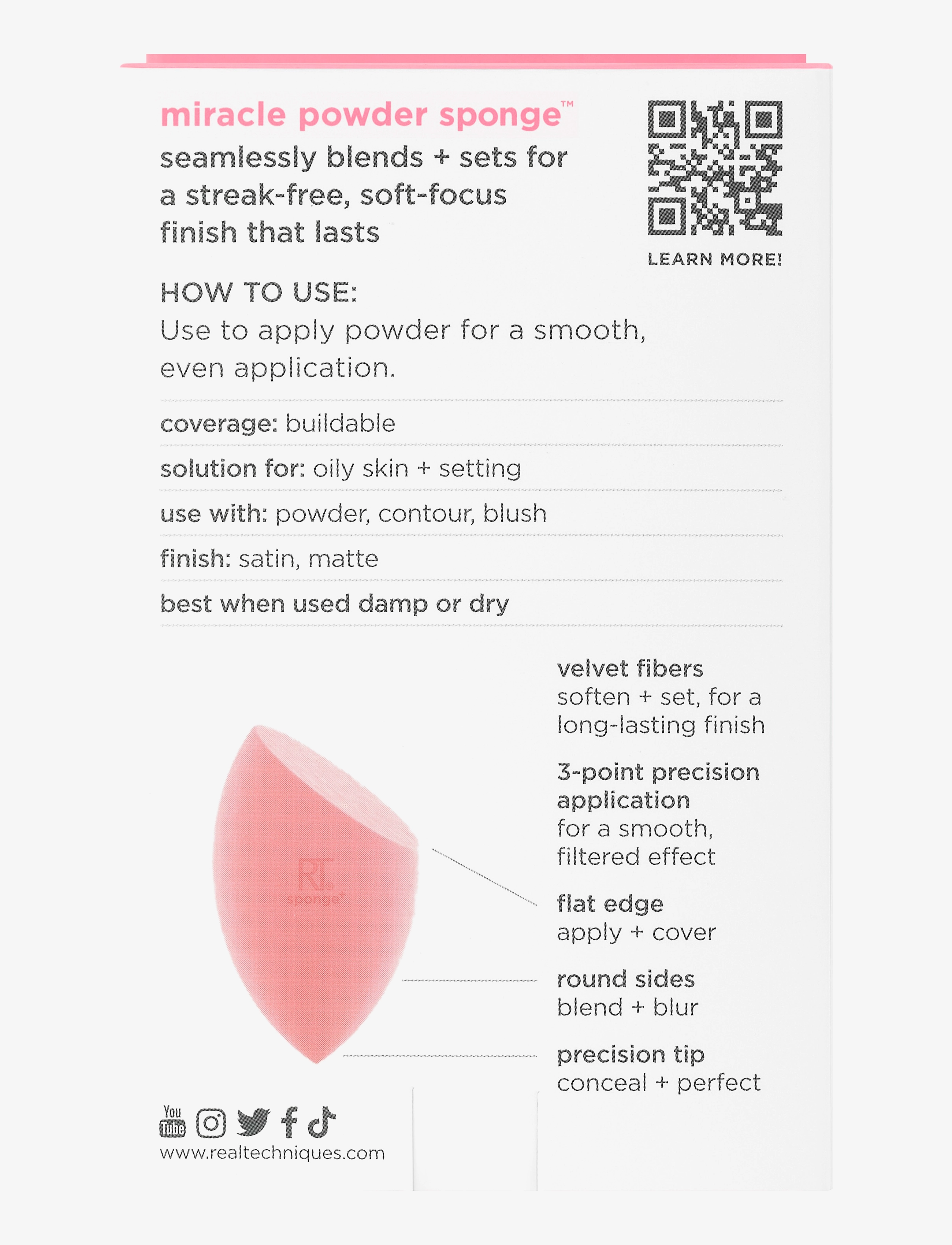 Real Techniques - miracle powder sponge - pink - 3