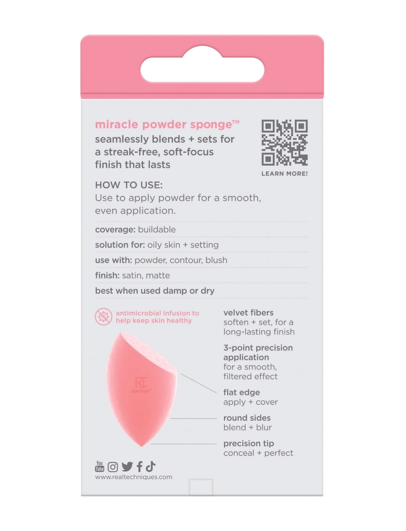 Real Techniques - miracle powder sponge - smink - pink - 4