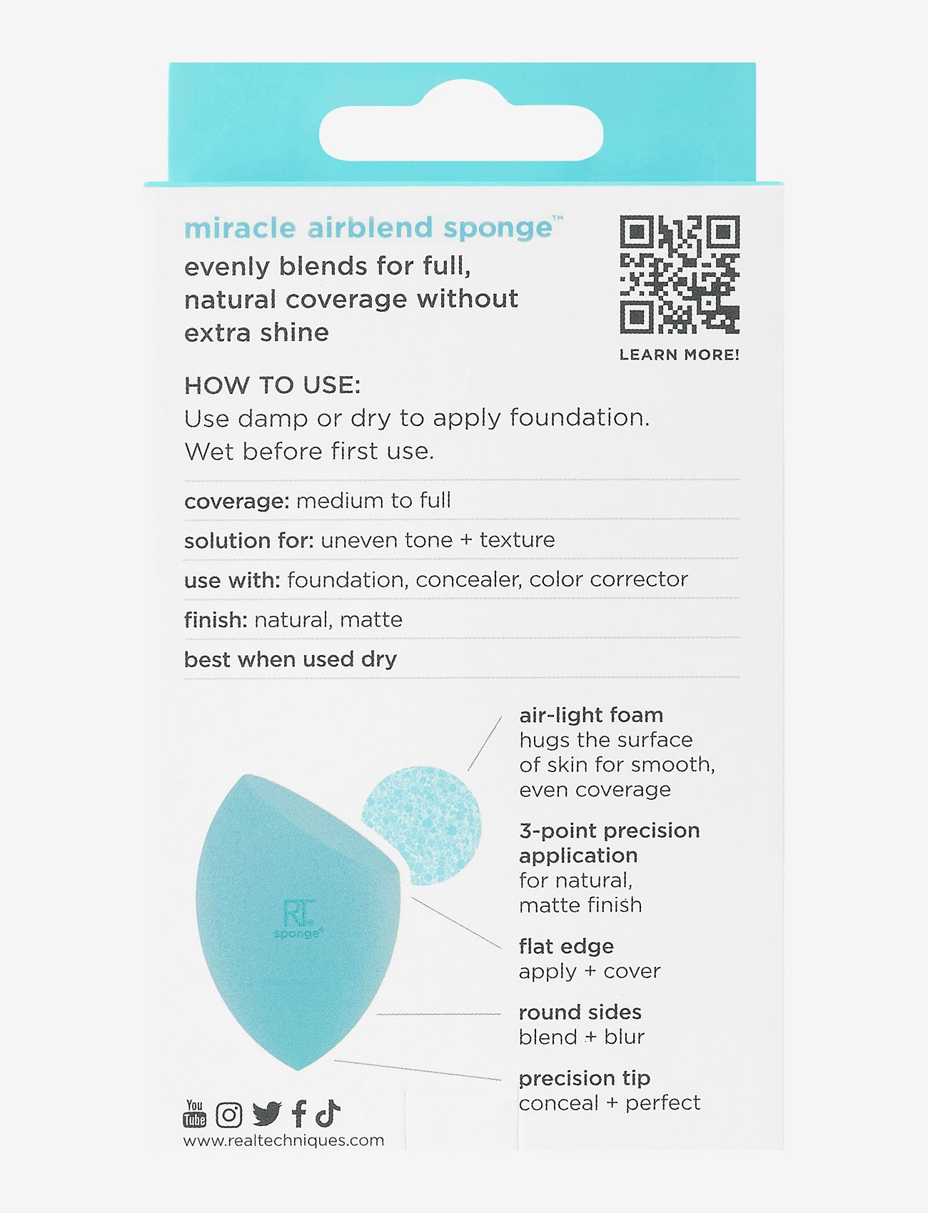 Real Techniques - Real Techniques Miracle AirBlend Sponge+ - smink - no colour - 2