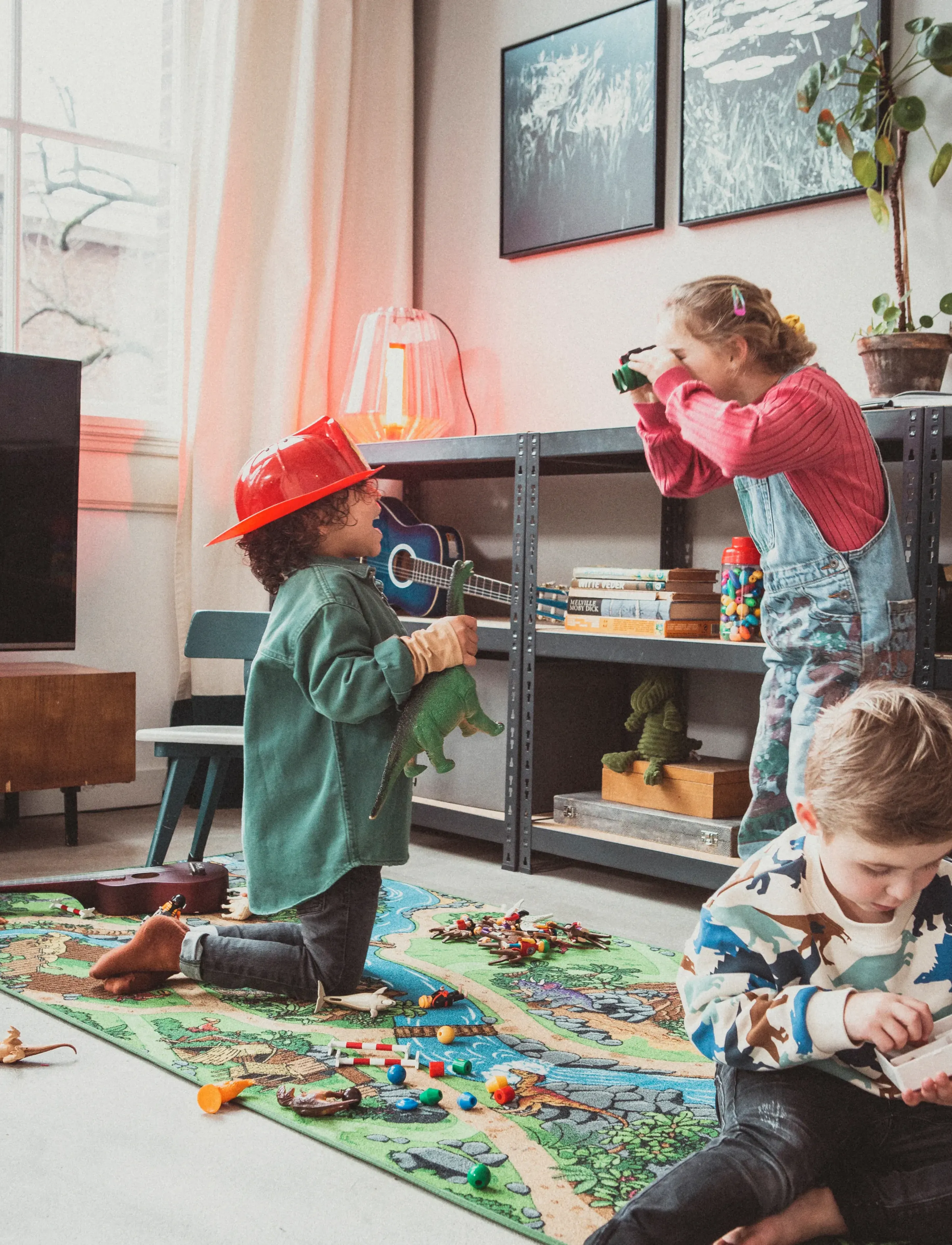 Rebel Roads Dino World Playmat - 95 X 133 cm, One Size, Multi/patterned, Tæpper Og Gulvtæpper > Rektangulære Tæpper, Børn