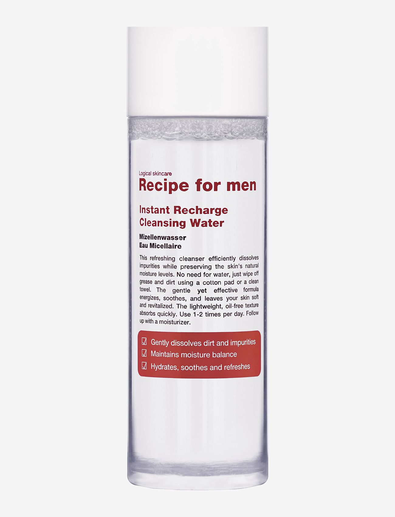 Recipe for Men - Instant Recharge Cleansing Water - húðumhirða - no colour - 0