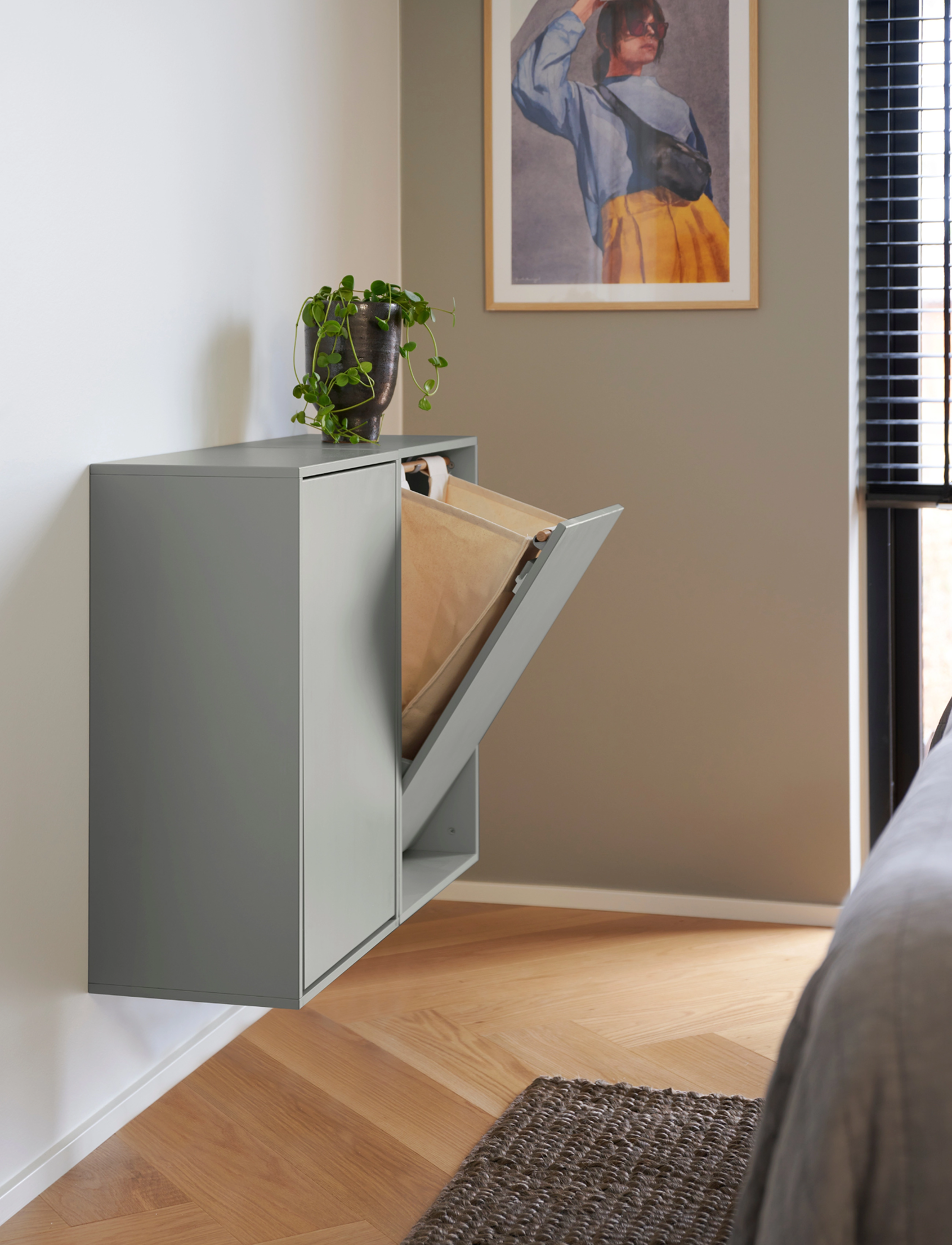 ReCollector Smart Vægmonteret Vasketøjskurv, 43X70X30 cm, Storage, Grau - Laundry Baskets, Homeware