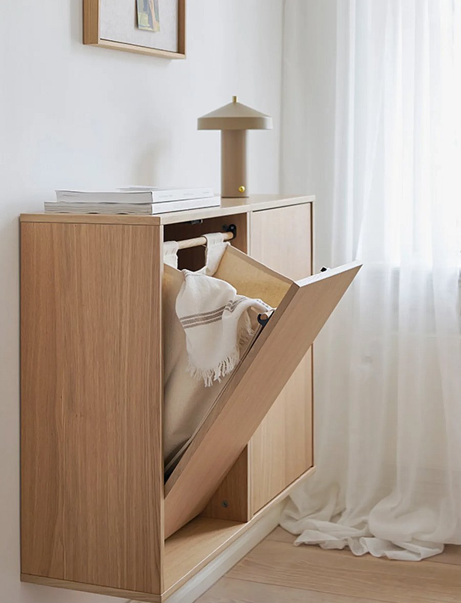ReCollector - Smart wall-mounted laundry basket - pesukorvid - nordic oak - 4