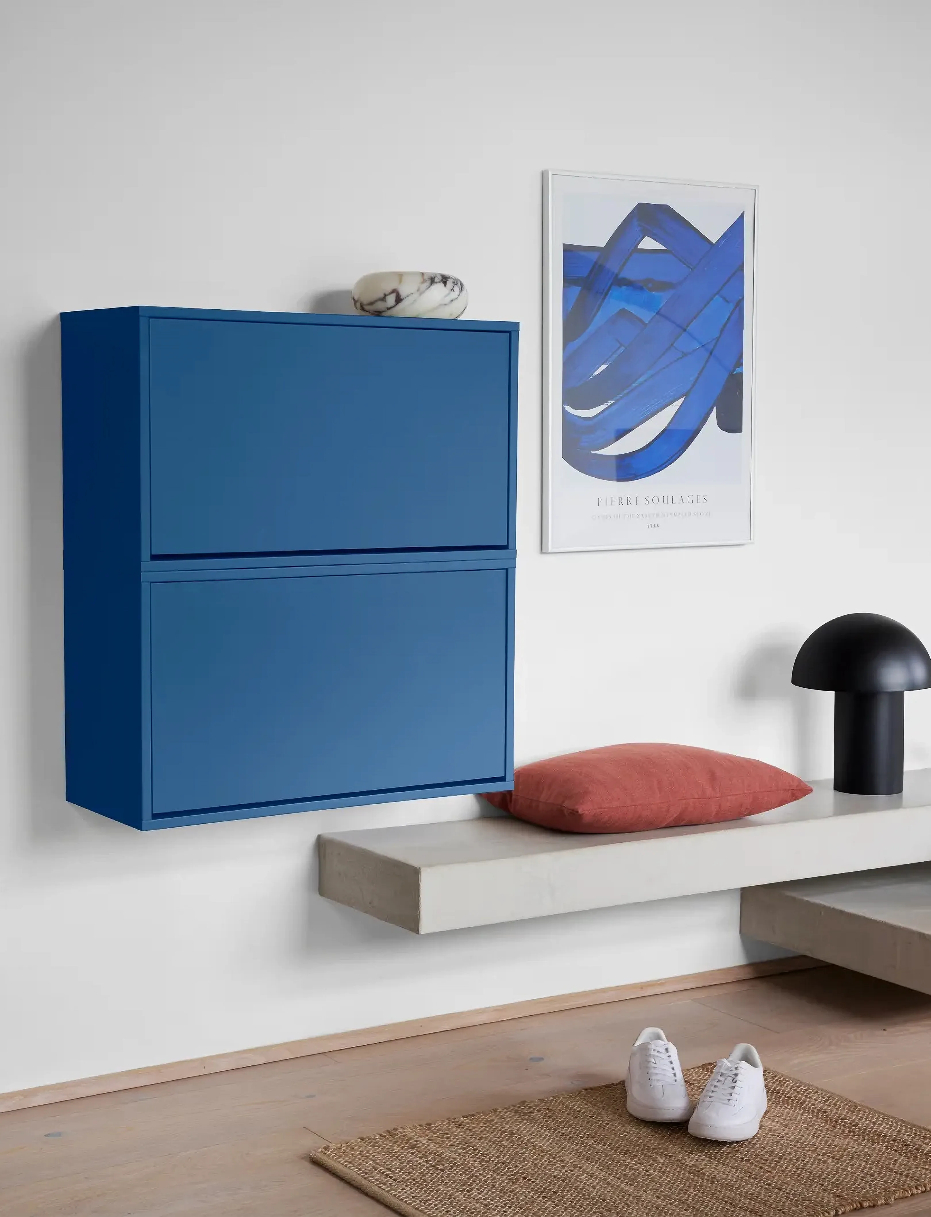 ReCollector Elegant Vægmonteret Skoboks, 70X 40X 32 cm, Furniture, Blau - Shoe Racks, Homeware