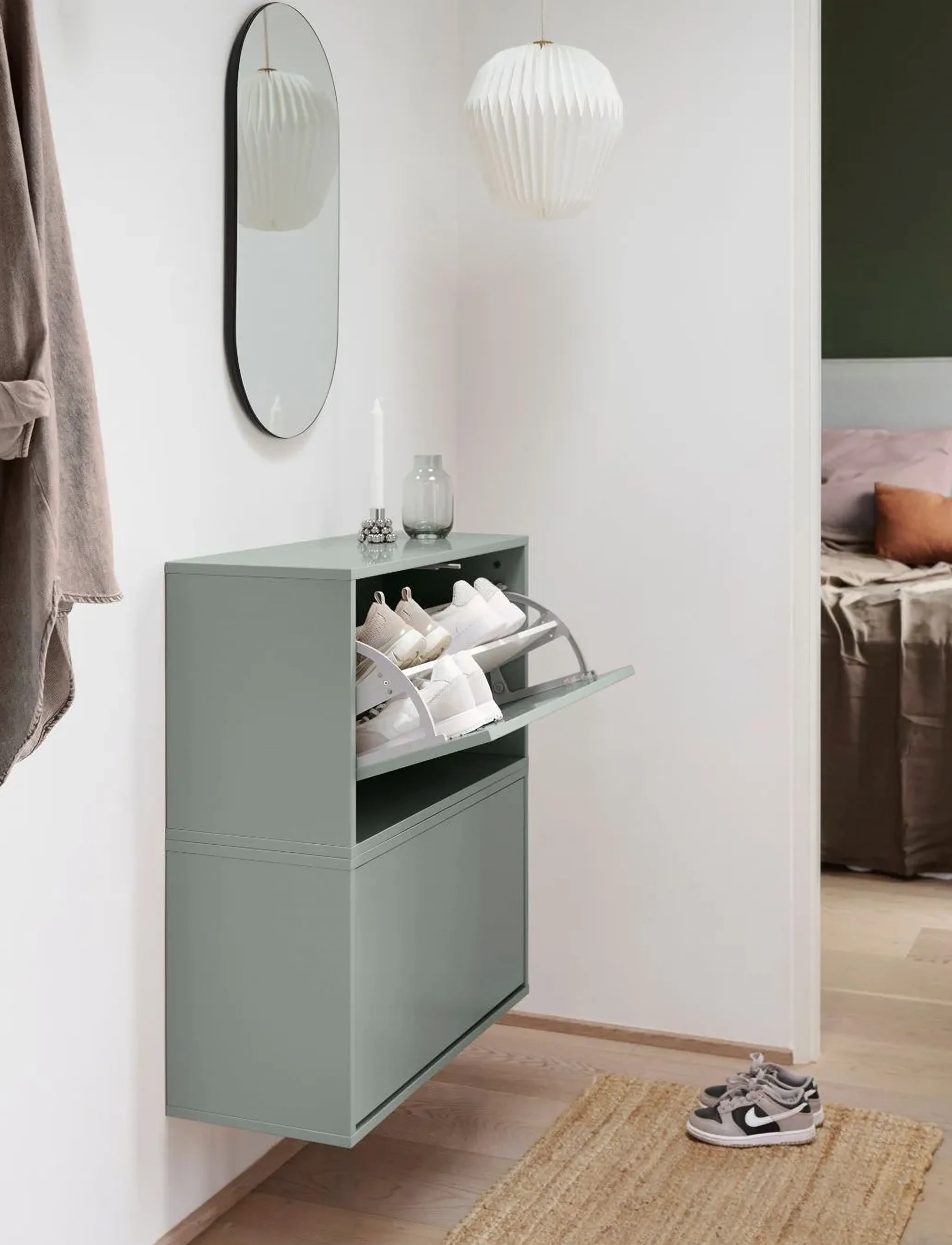 ReCollector Elegant Vægmonteret Skoboks, 70X 40X 32 cm, Furniture, Blau - Shoe Racks, Homeware