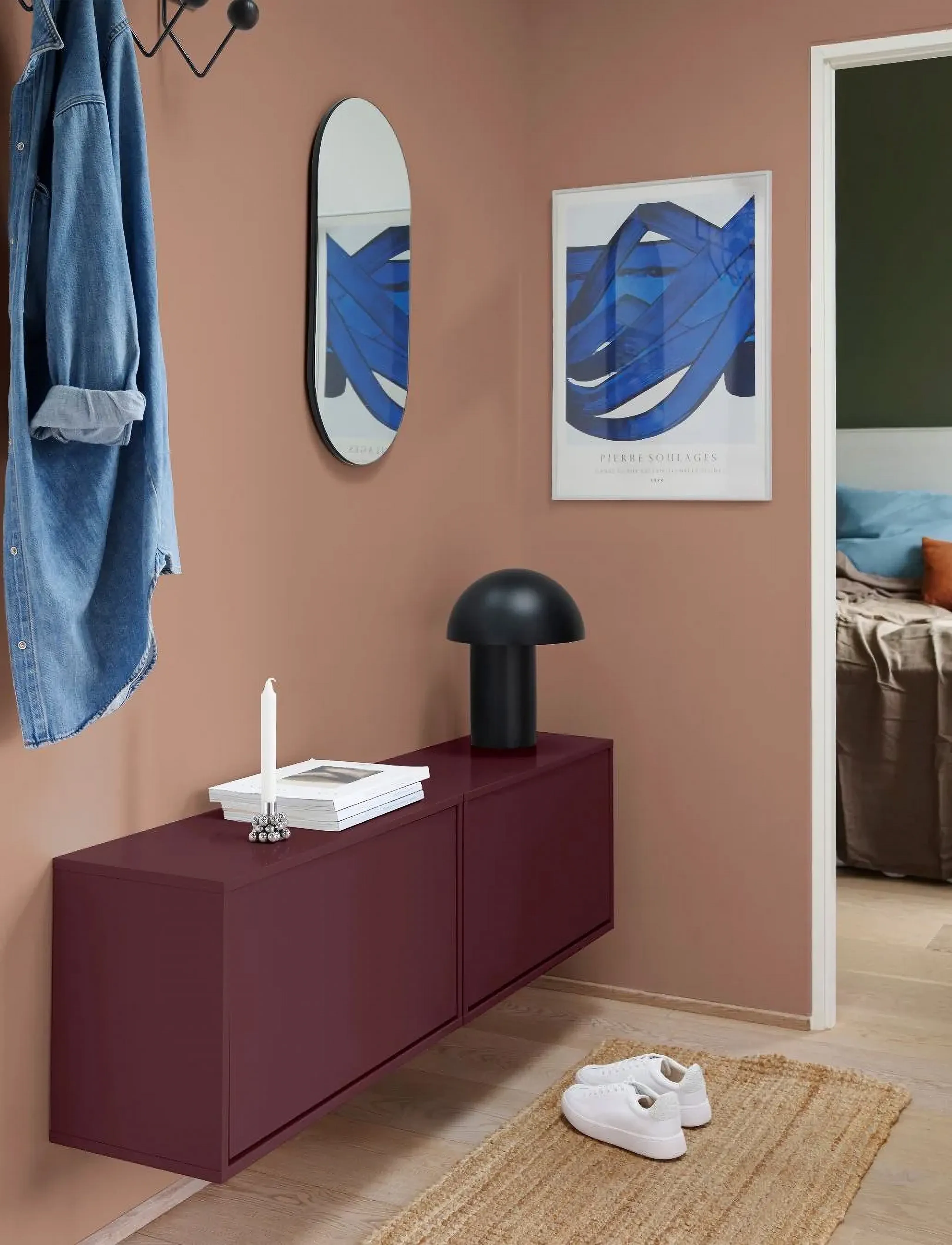 ReCollector Elegant Vægmonteret Skoboks, 70X 40X 32 cm, Furniture, Burgunderrot - Shoe Racks, Homeware