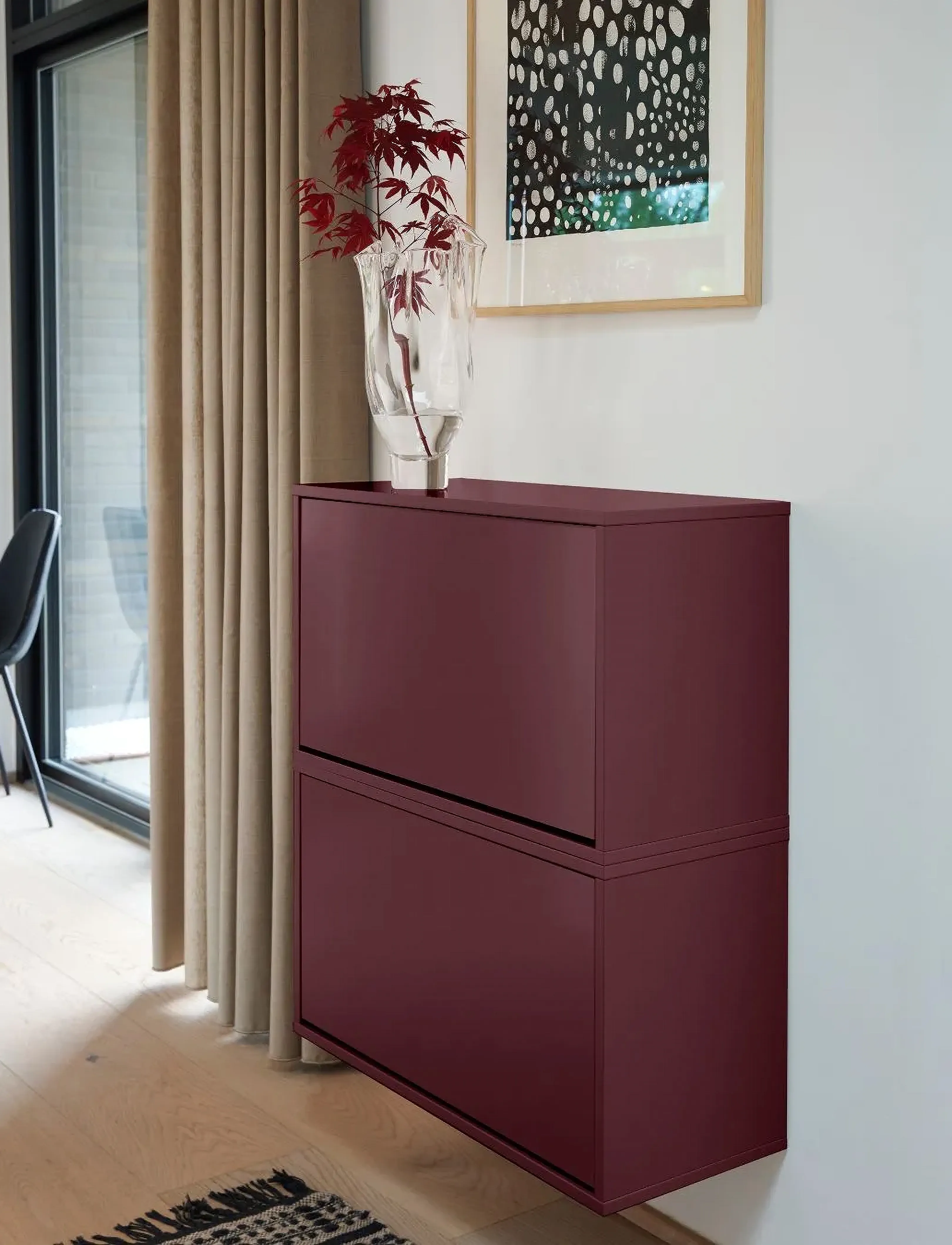 ReCollector - Elegant wall-mounted Shoe Box - shoe racks & trays - maroon red - 3