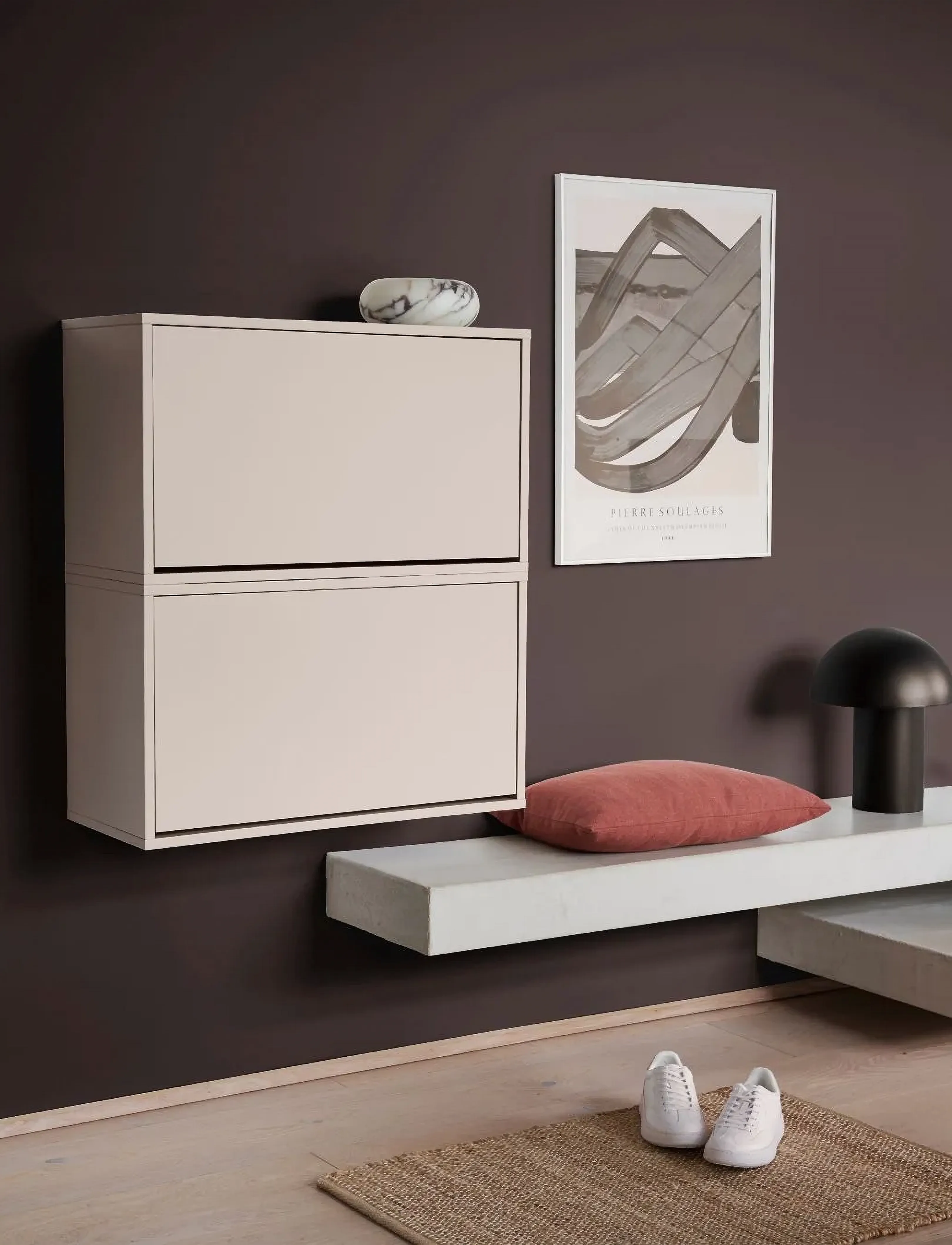 ReCollector Elegant Vægmonteret Skoboks, 70X 40X 32 cm, Furniture, Rosa - Shoe Racks, Homeware