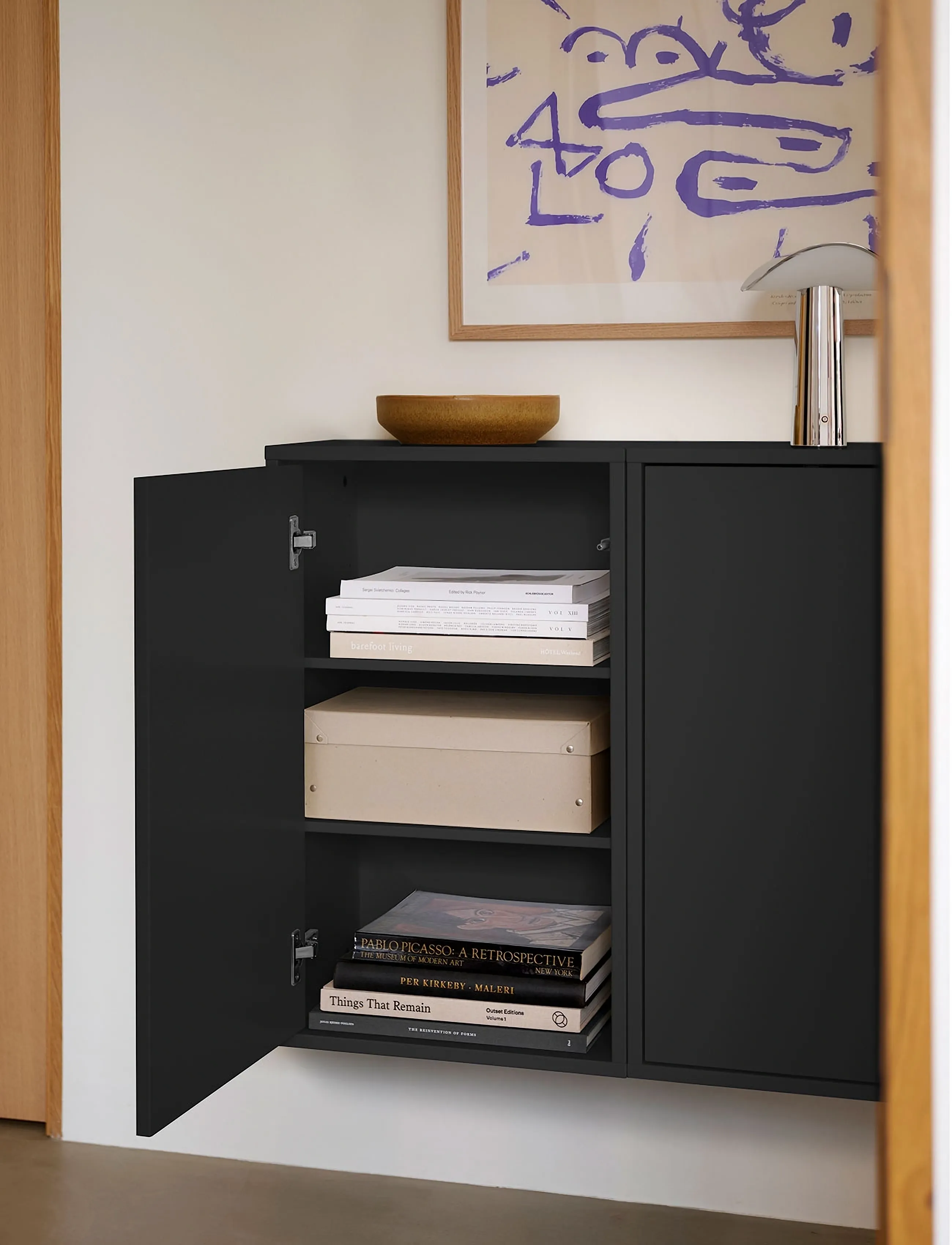 ReCollector Wallcabinet Black Raven, L30X W43X H70, Furniture, Schwarz - Cabinet, Homeware