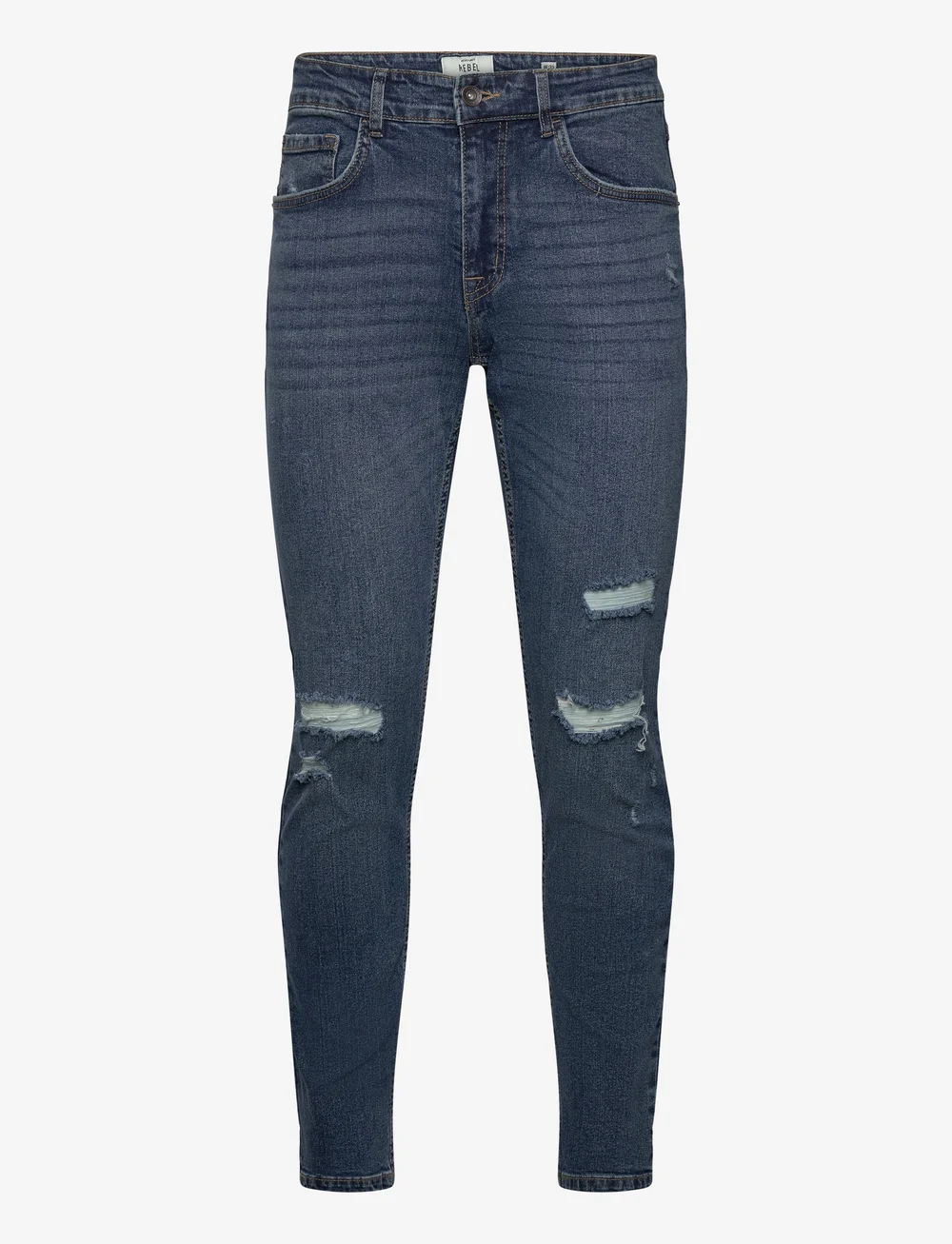 Redefined Rebel - RRStockholm Jeans Destroy SLIM FIT - slim jeans - blue denim - 0