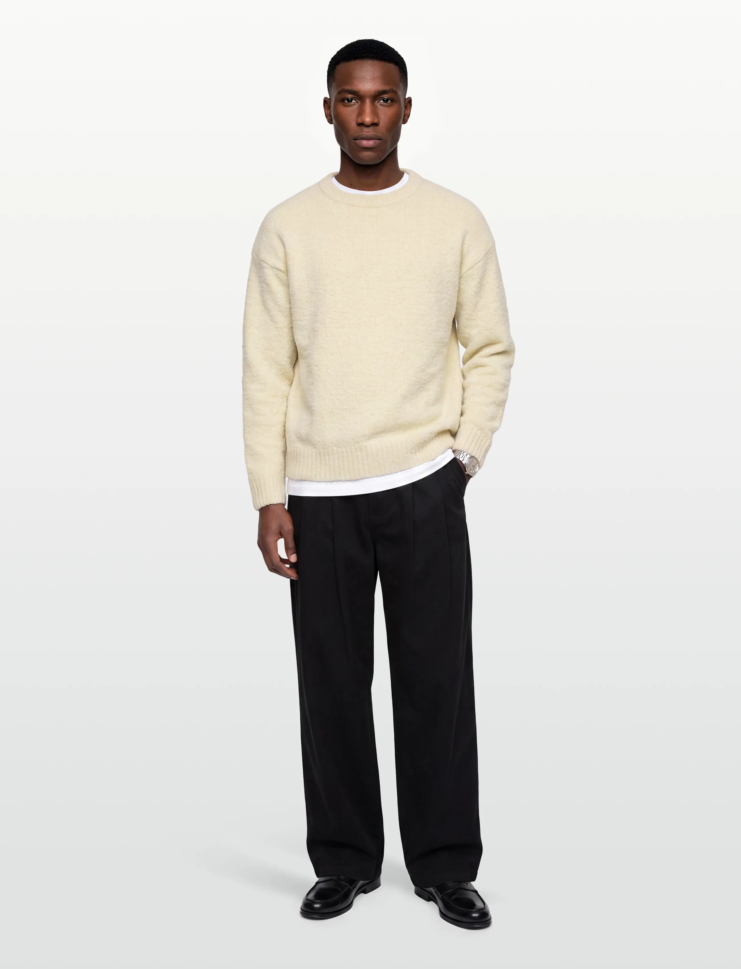 Redefined Rebel - RRMemphis Knit BOXY FIT - knitted round necks - ecru - 0