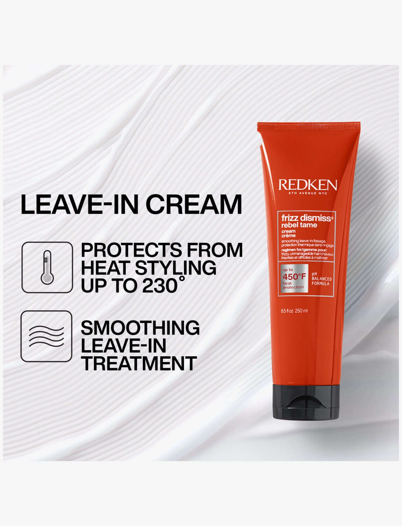 Redken - Redken Frizz Dismiss Rebel Tame Heat Protective Leave-In Cream 250 ml - hárnæring - clear - 1