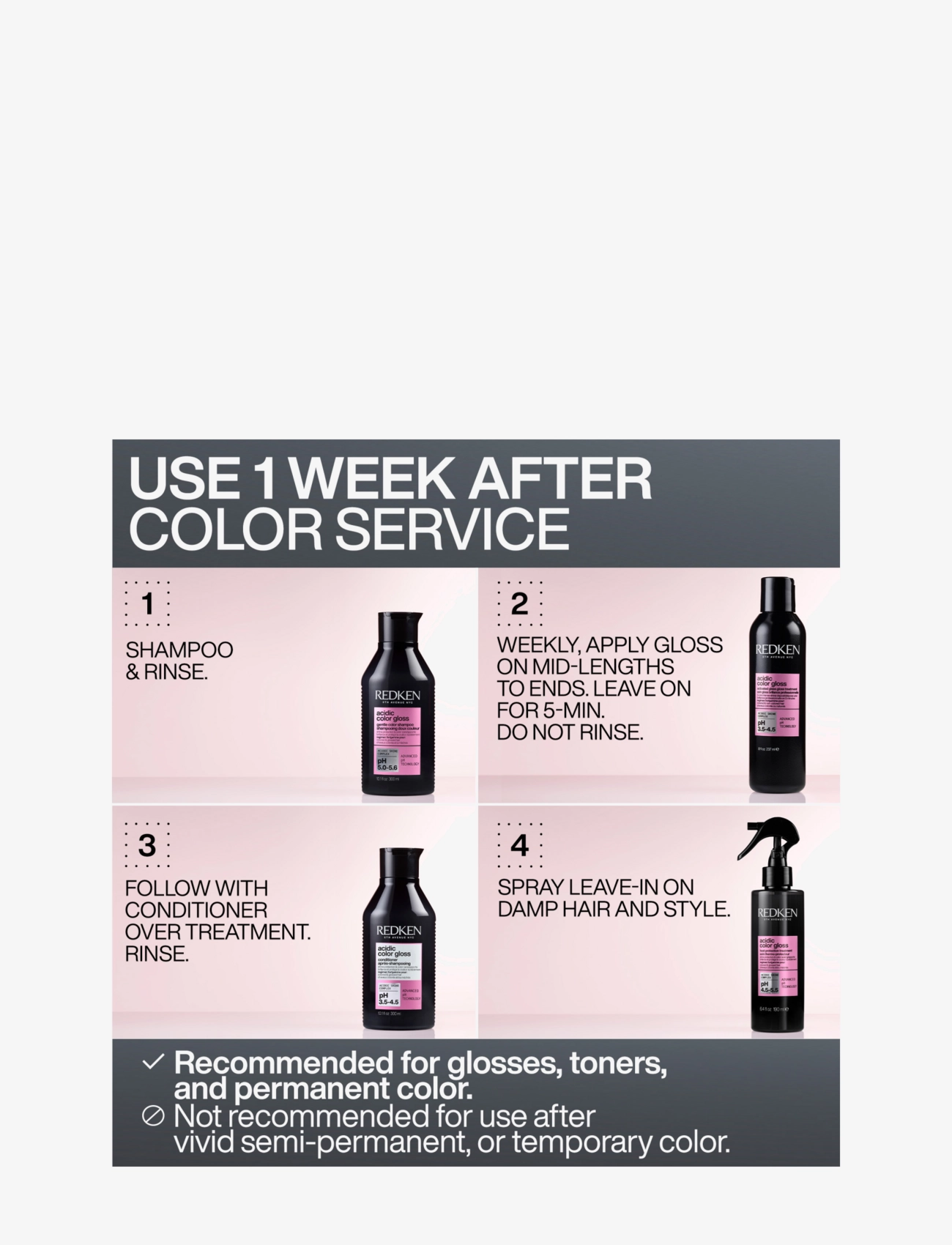 Redken - Redken Acidic Color Gloss Shampoo 300ml - shampoo - no color - 5