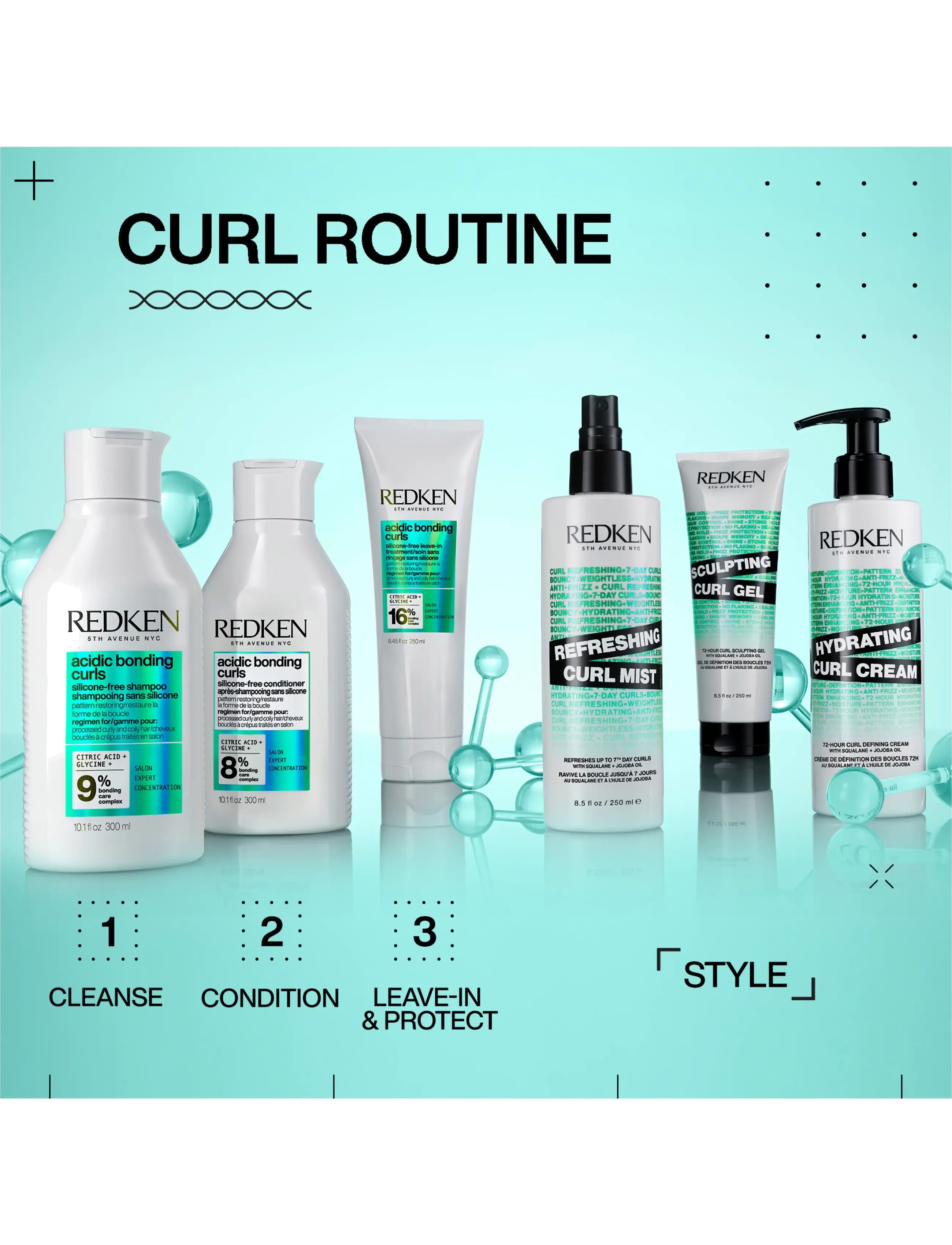 Redken Acidic Bonding Curls Shampoo schampo & balsam dam – bild 6