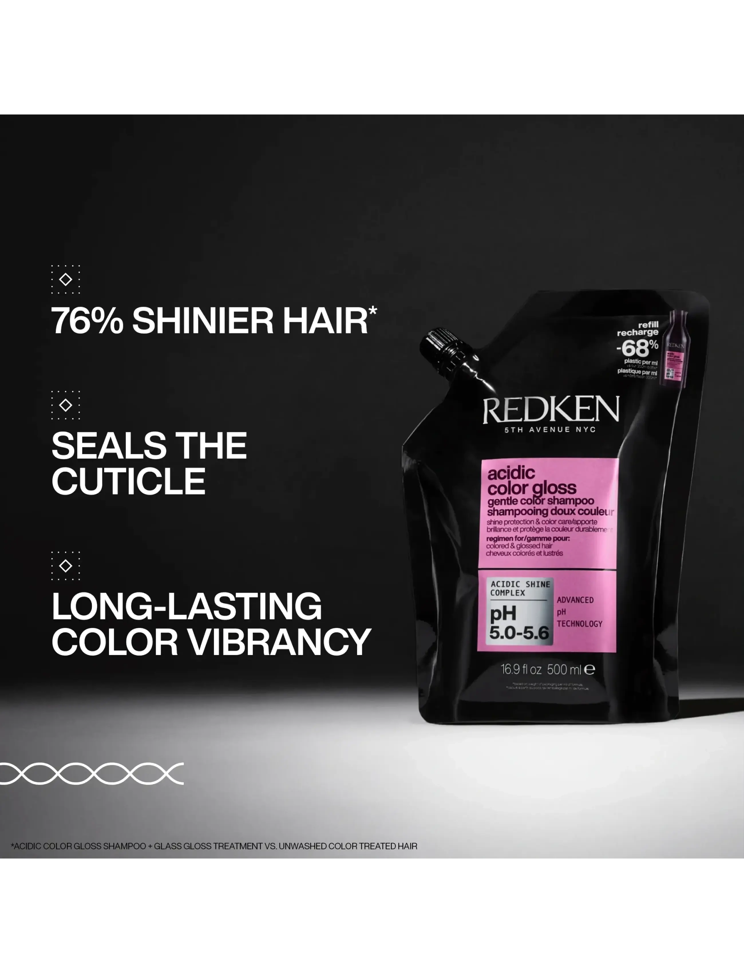 Redken - Redken Acidic Color Gloss Shampoo Refill 500ML - hårvård refill - clear - 1