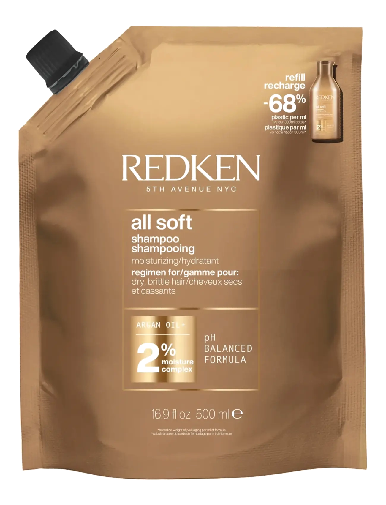 Redken Redken All Soft Shampoo Refill 500 ml, 500 ml, Nude, Pleje > Shampoo, Dame