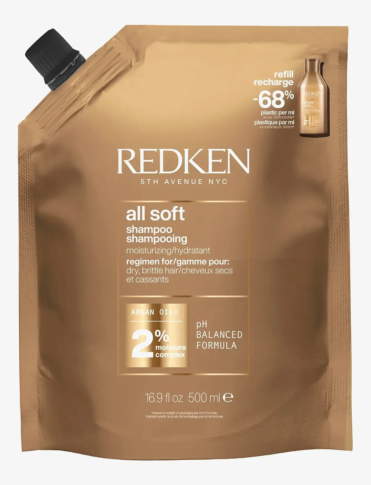 Redken - Redken All Soft Shampoo Refill 500ML - hårpleje - clear - 0